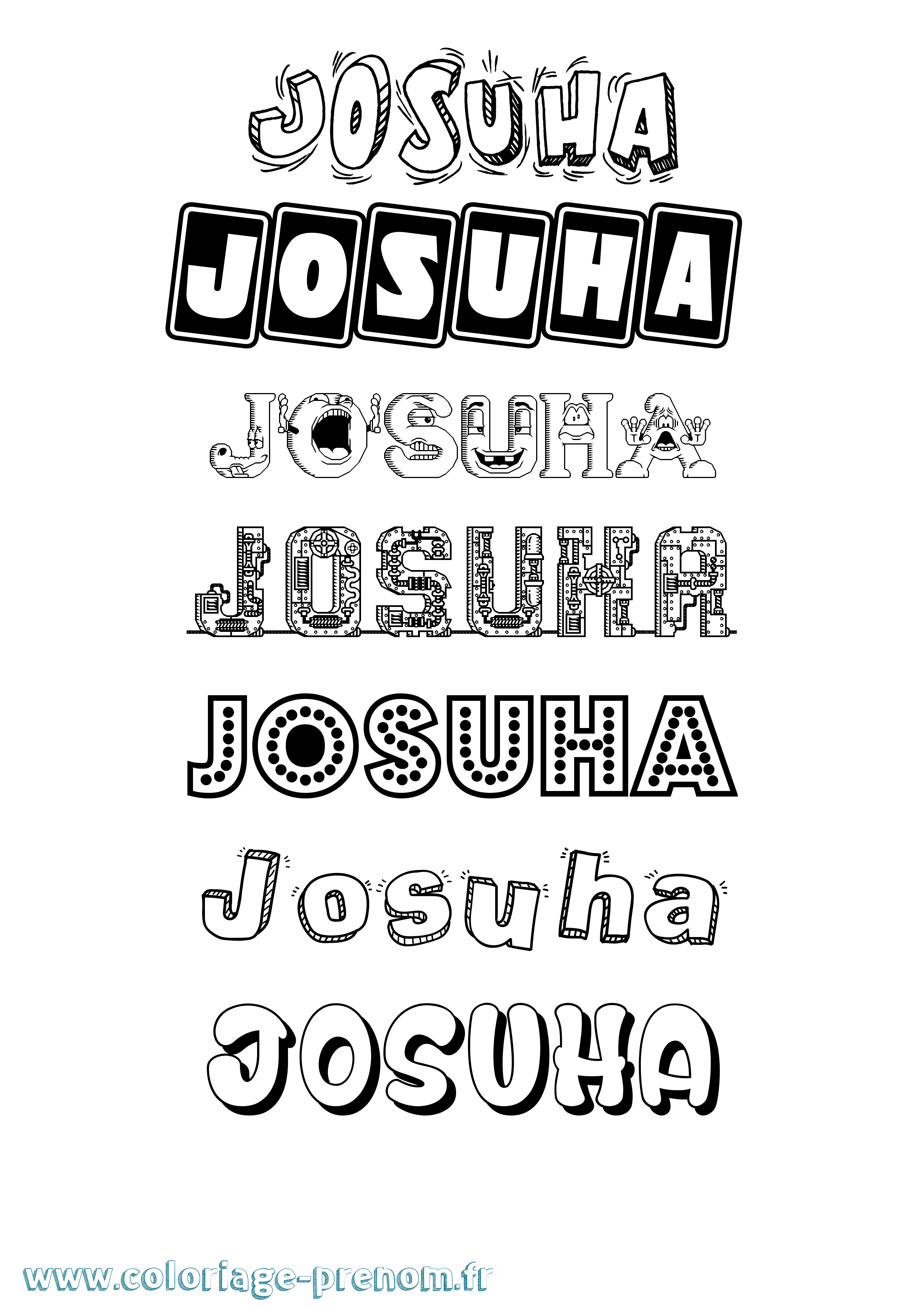 Coloriage Josuha Fun Coloriage prénom Josuha Fun