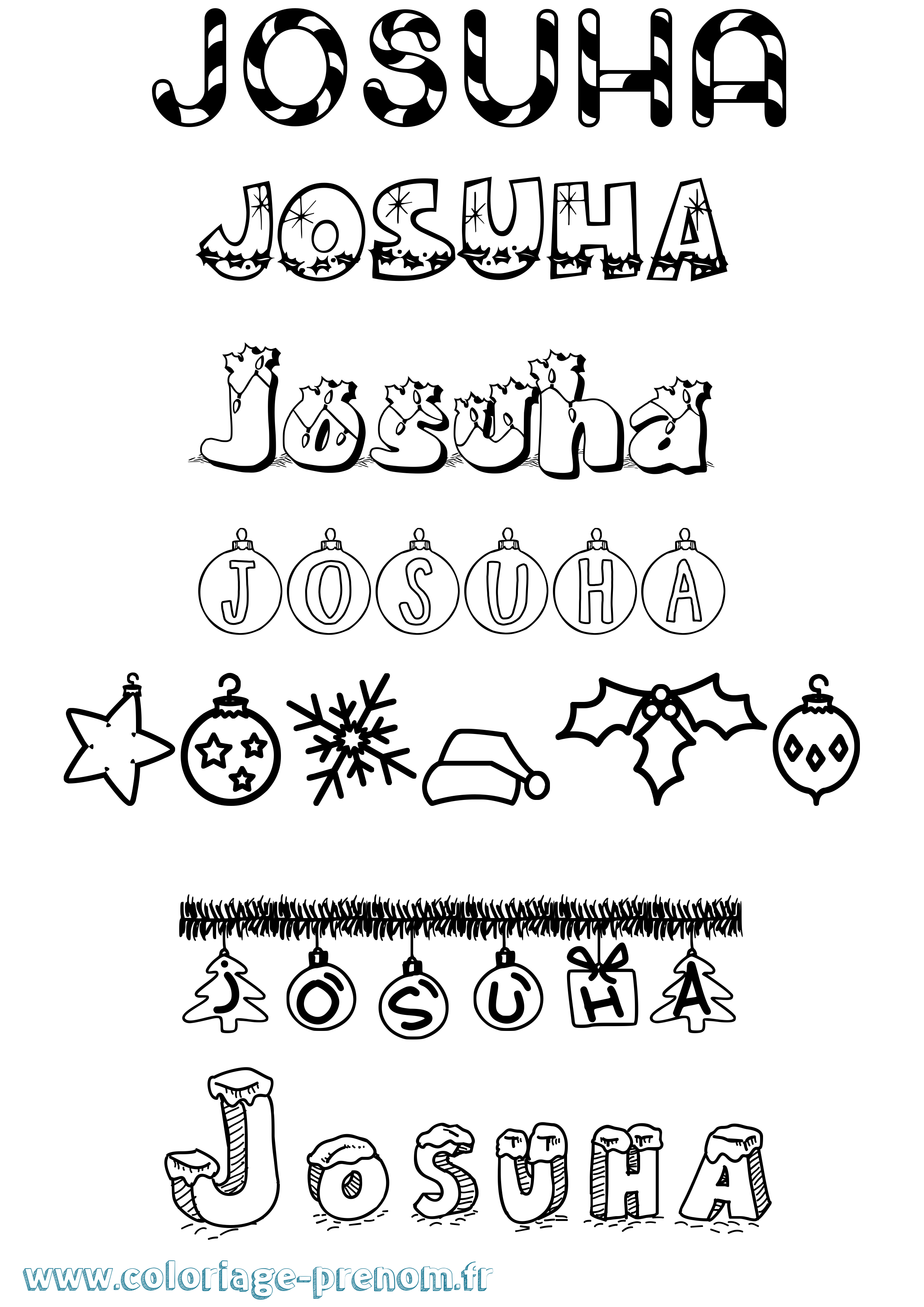 Coloriage Josuha Noël Coloriage prénom Josuha Noël