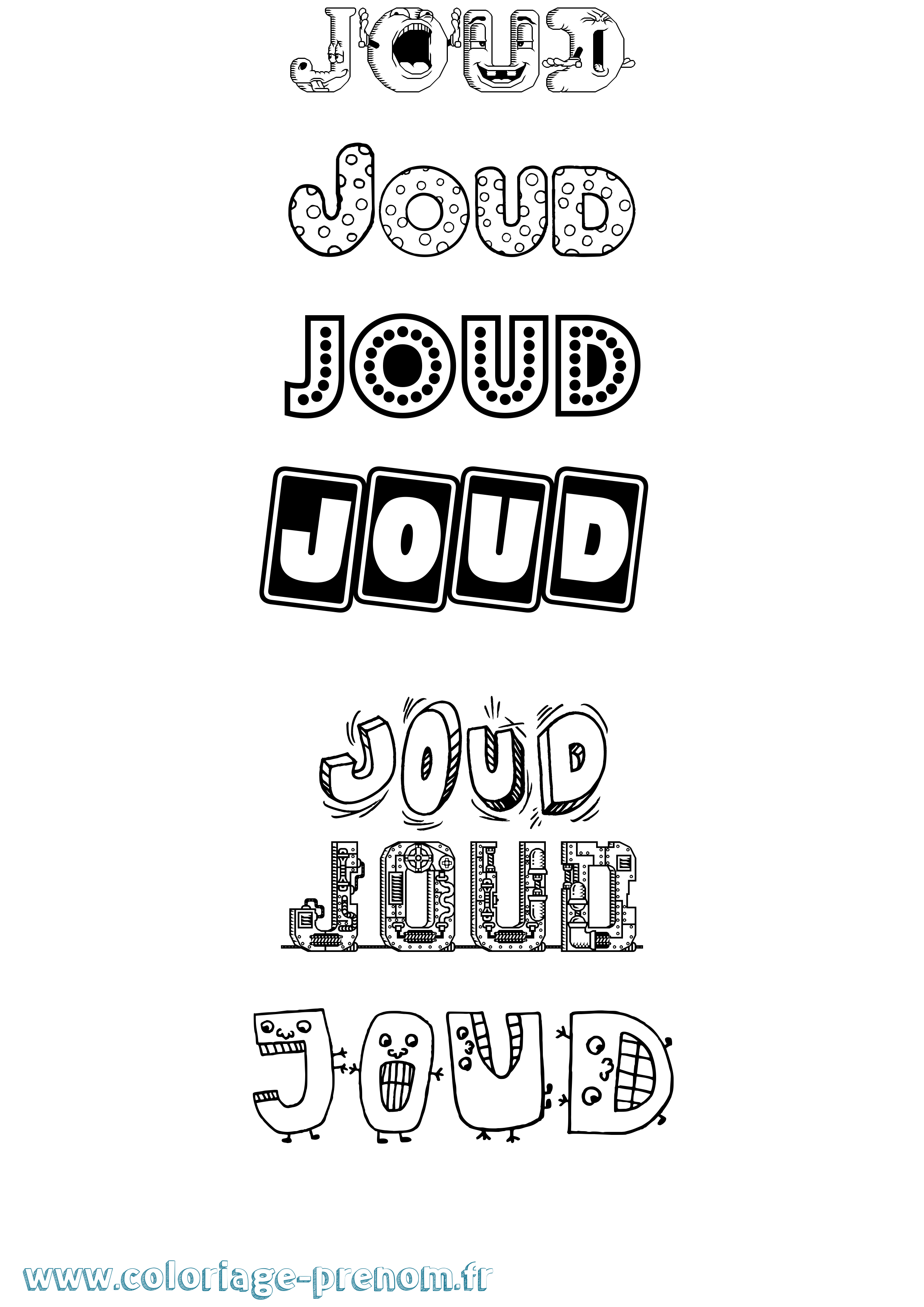 Coloriage prénom Joud Fun
