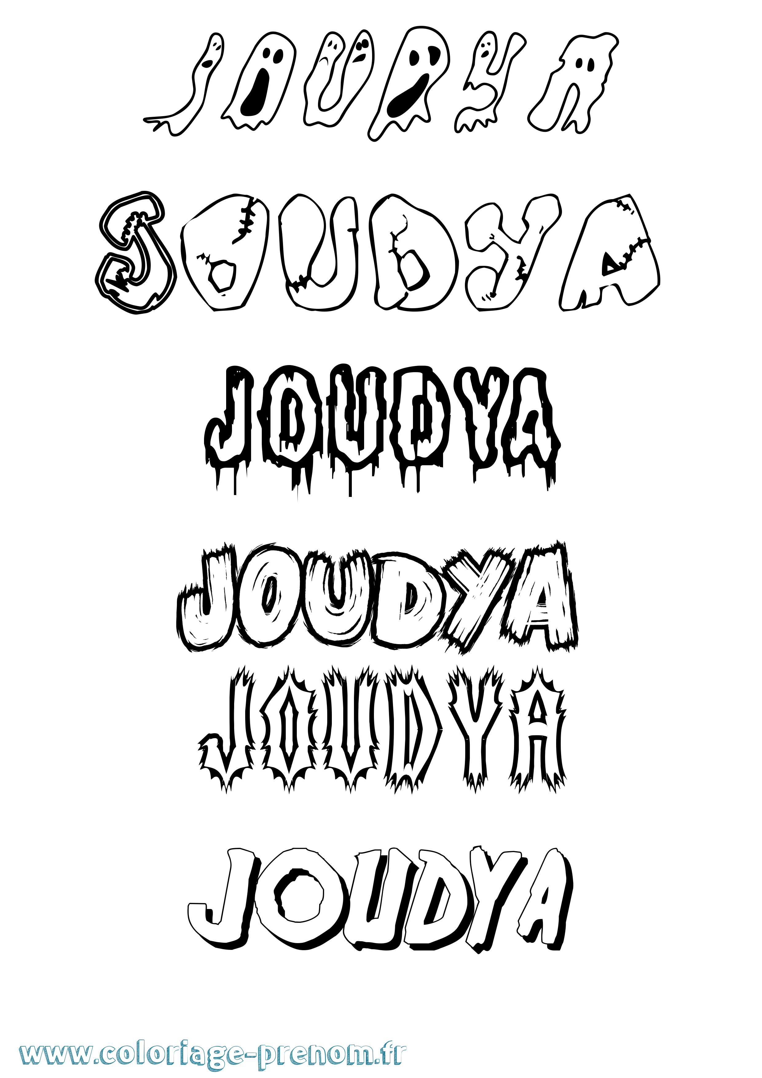 Coloriage prénom Joudya Frisson