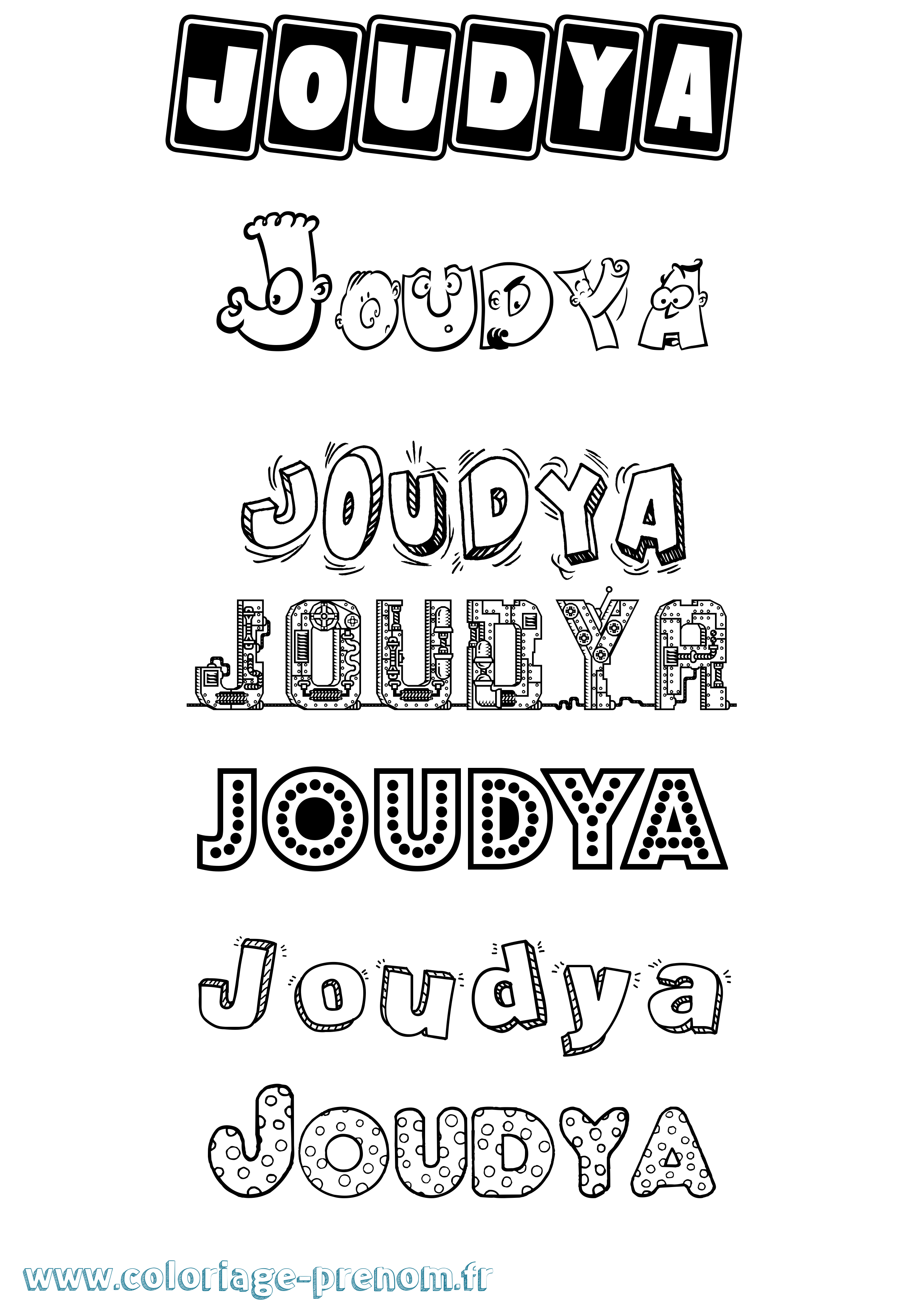 Coloriage prénom Joudya Fun