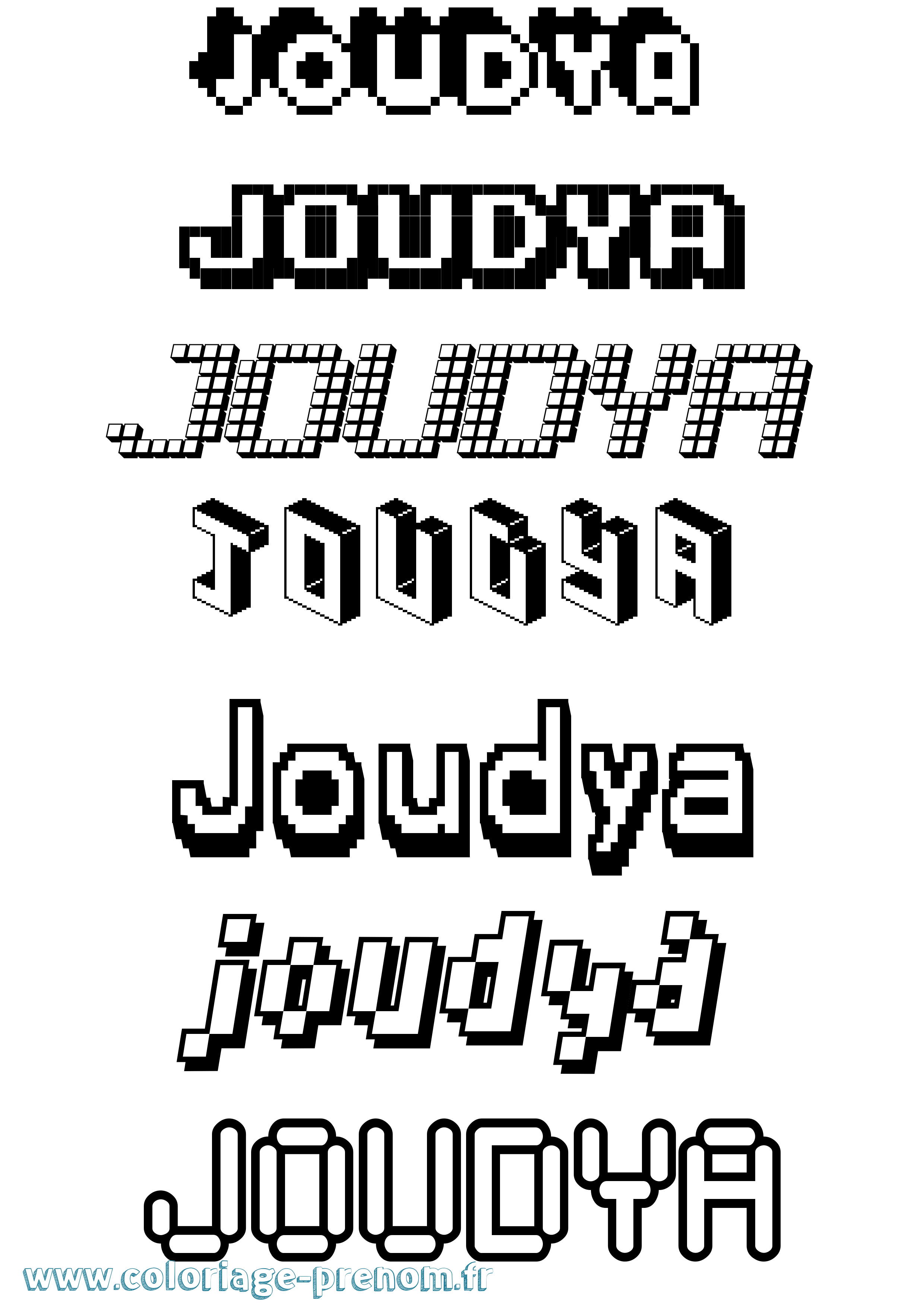 Coloriage prénom Joudya Pixel