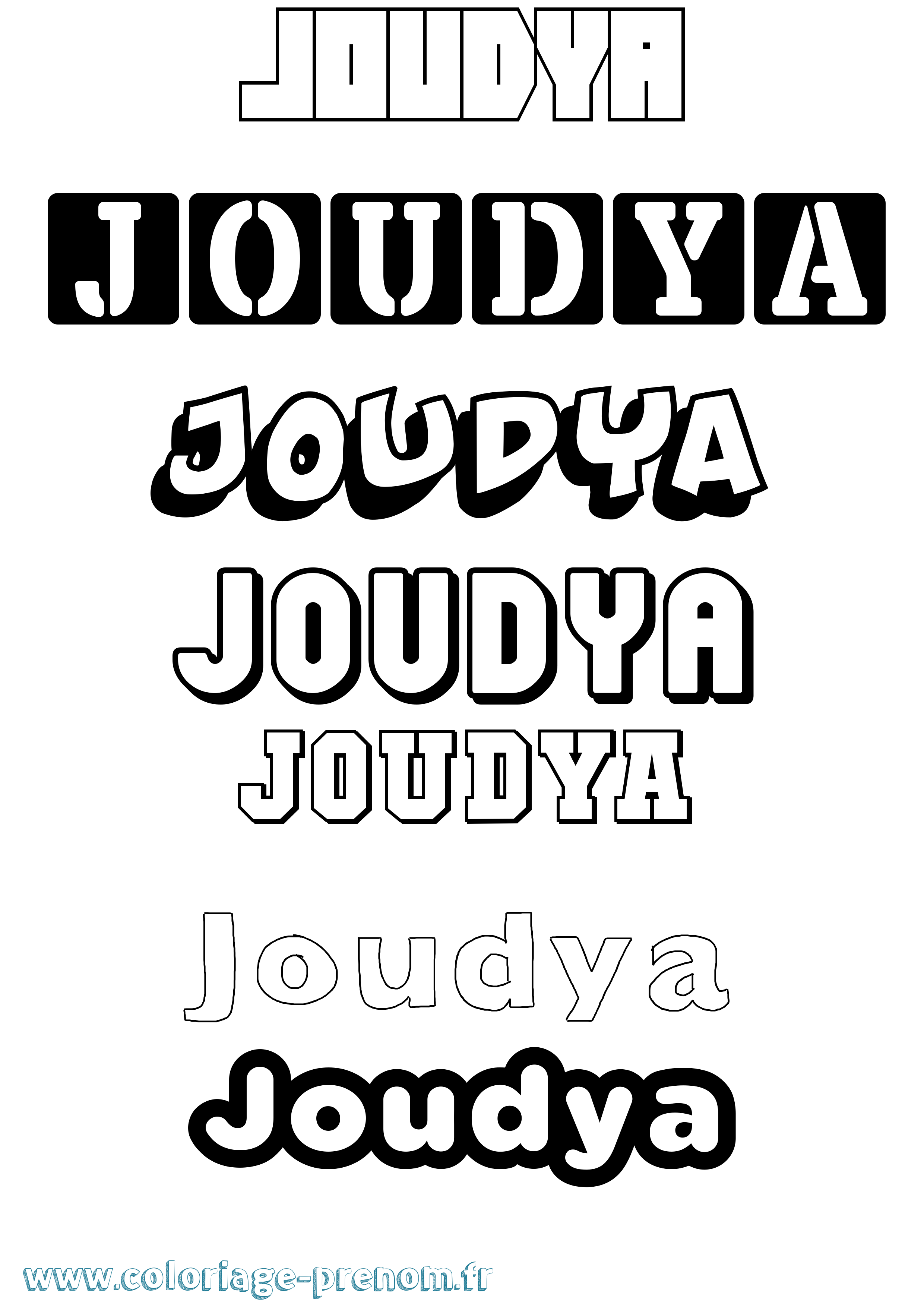 Coloriage prénom Joudya Simple