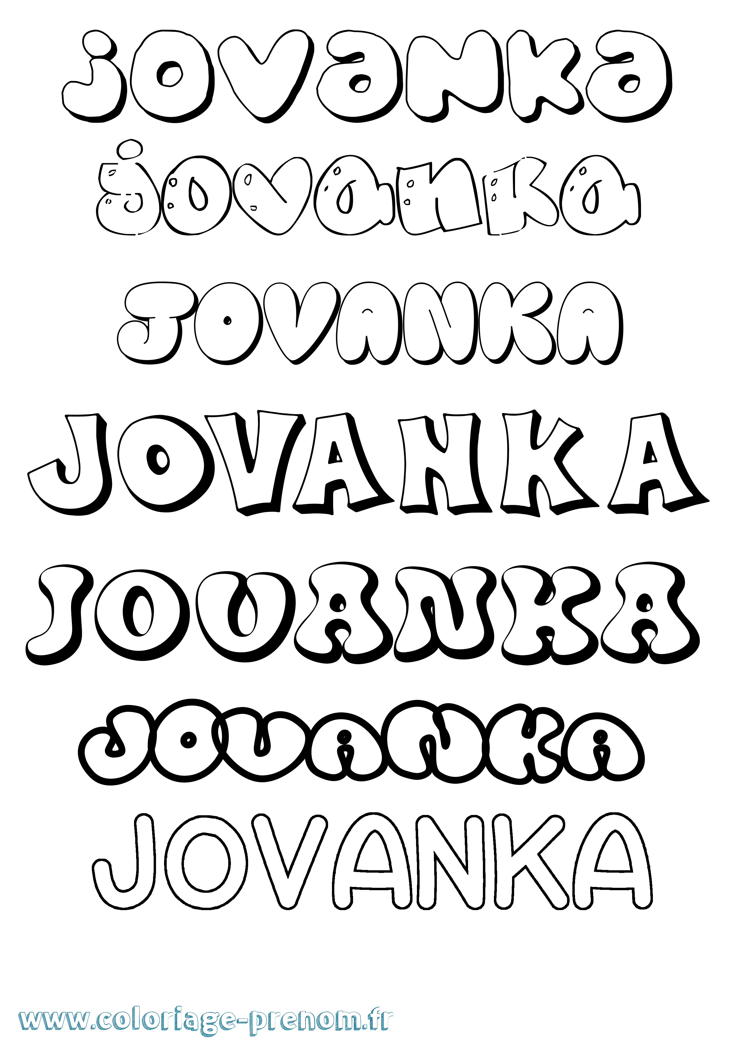 Coloriage Jovanka Bubble Coloriage prénom Jovanka Bubble