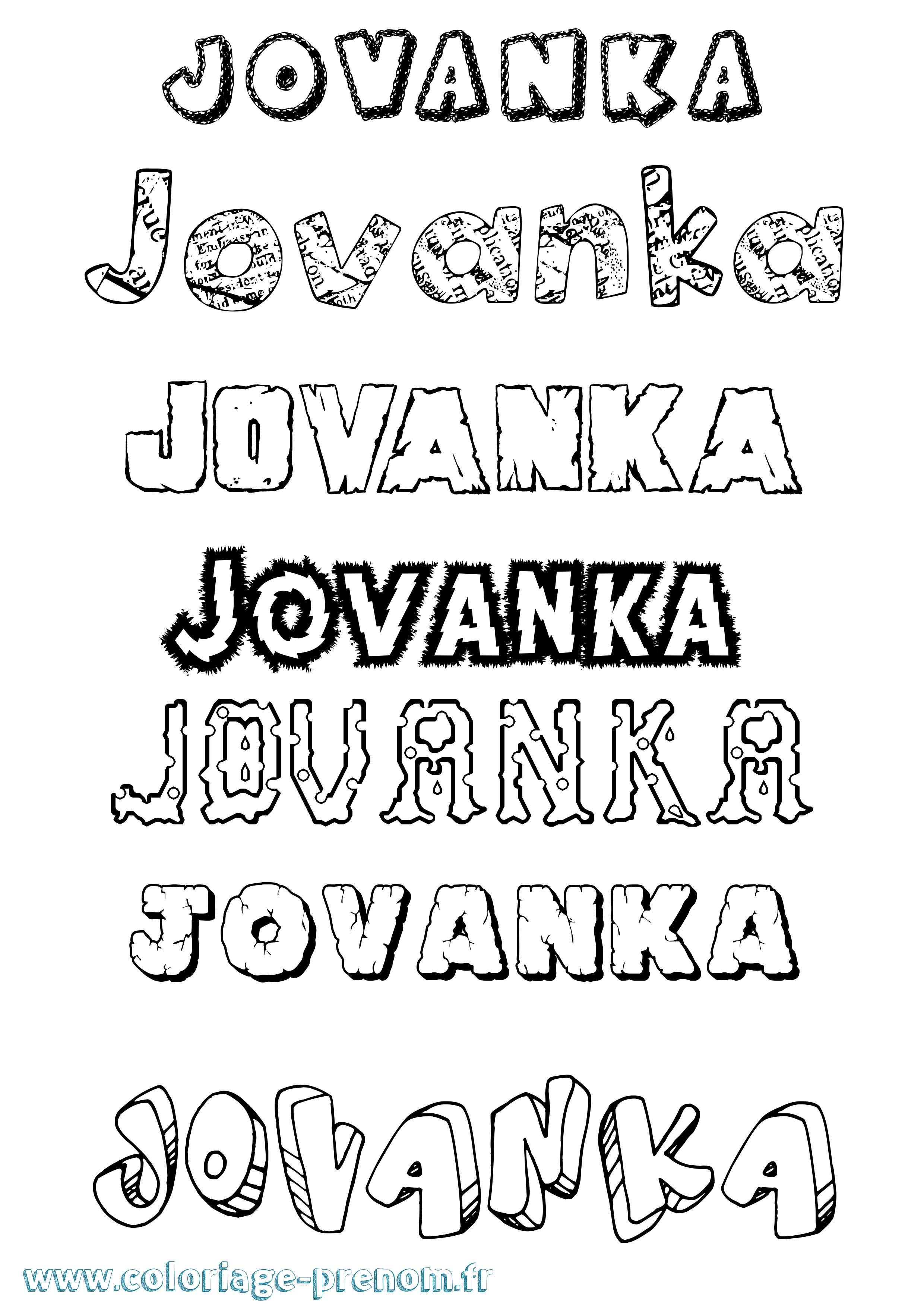 Coloriage Jovanka Destructuré Coloriage prénom Jovanka Destructuré