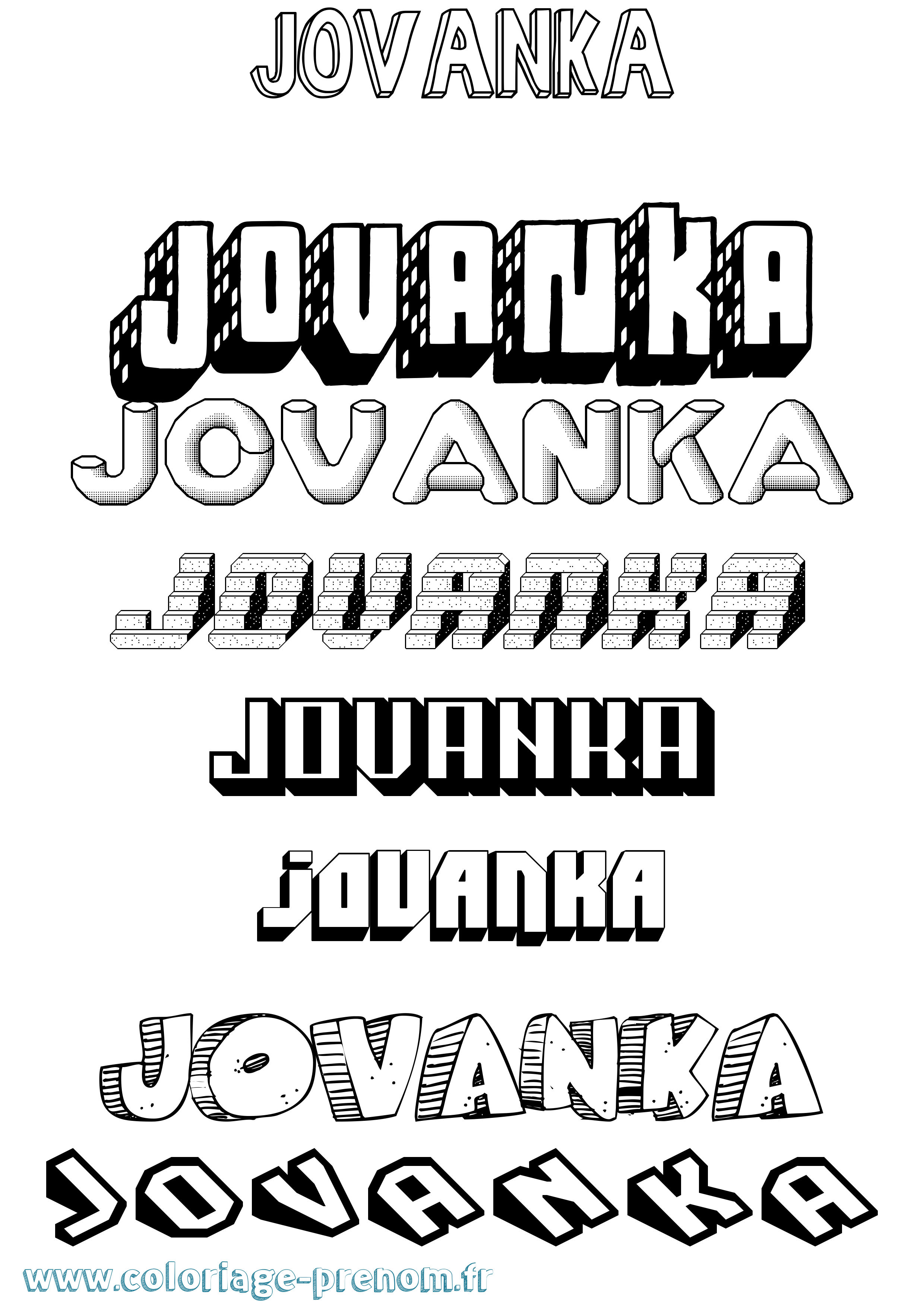 Coloriage Jovanka Effet 3D Coloriage prénom Jovanka Effet 3D