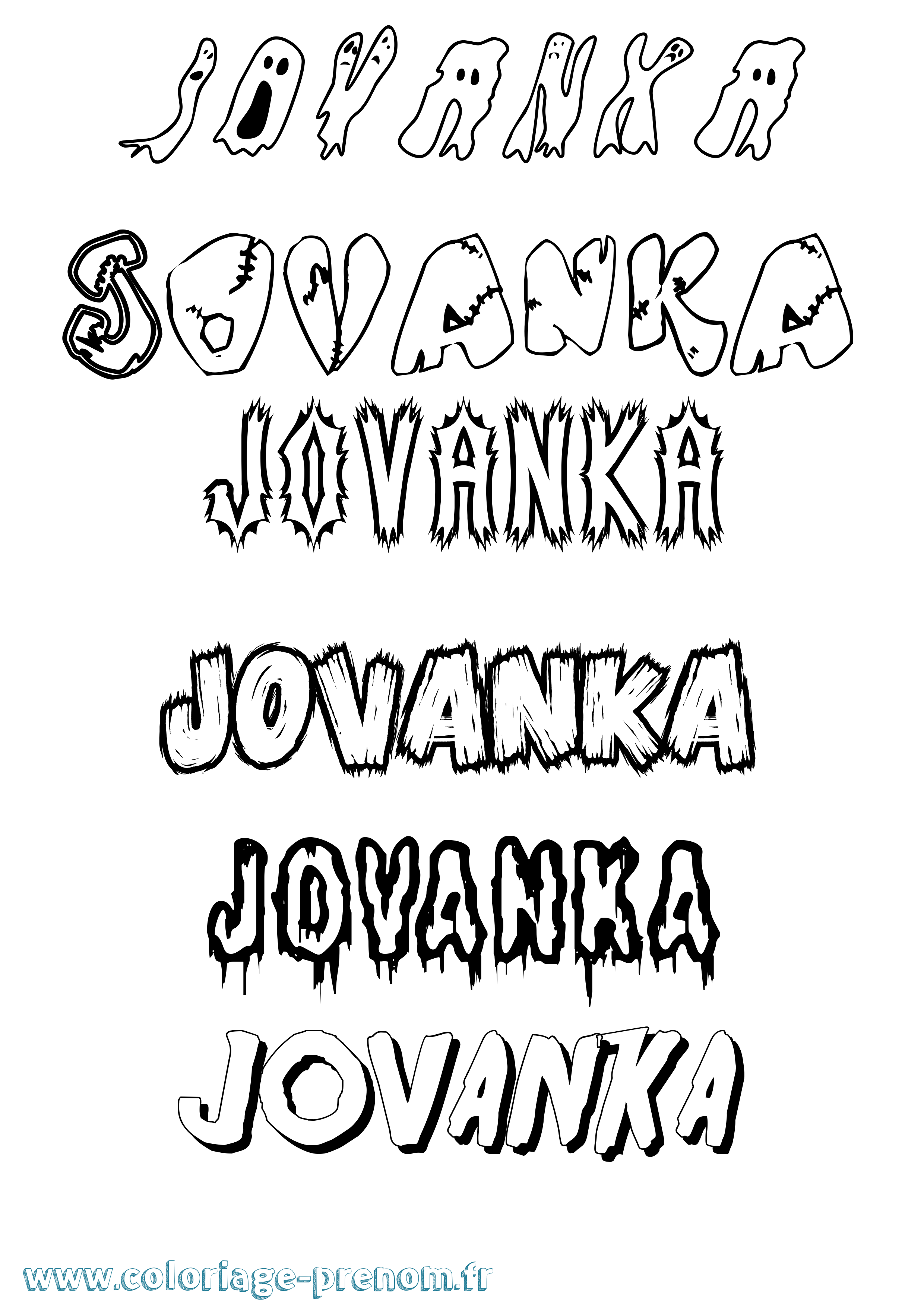 Coloriage Jovanka Frisson Coloriage prénom Jovanka Frisson