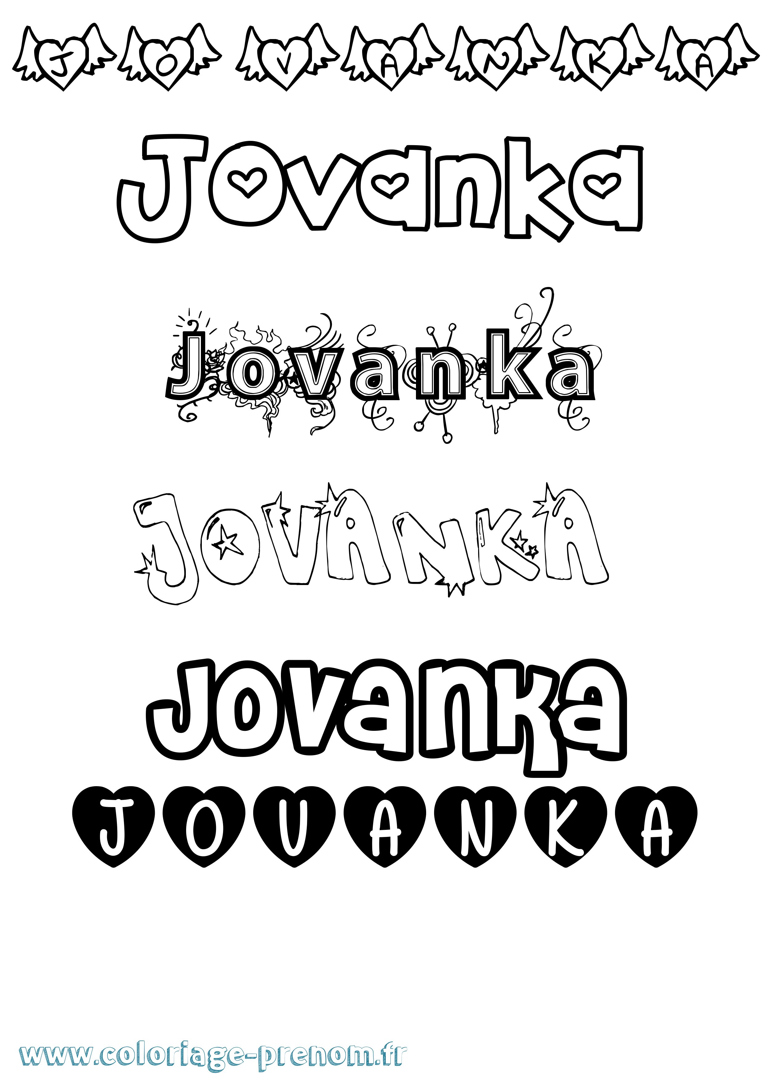 Coloriage Jovanka Girly Coloriage prénom Jovanka Girly