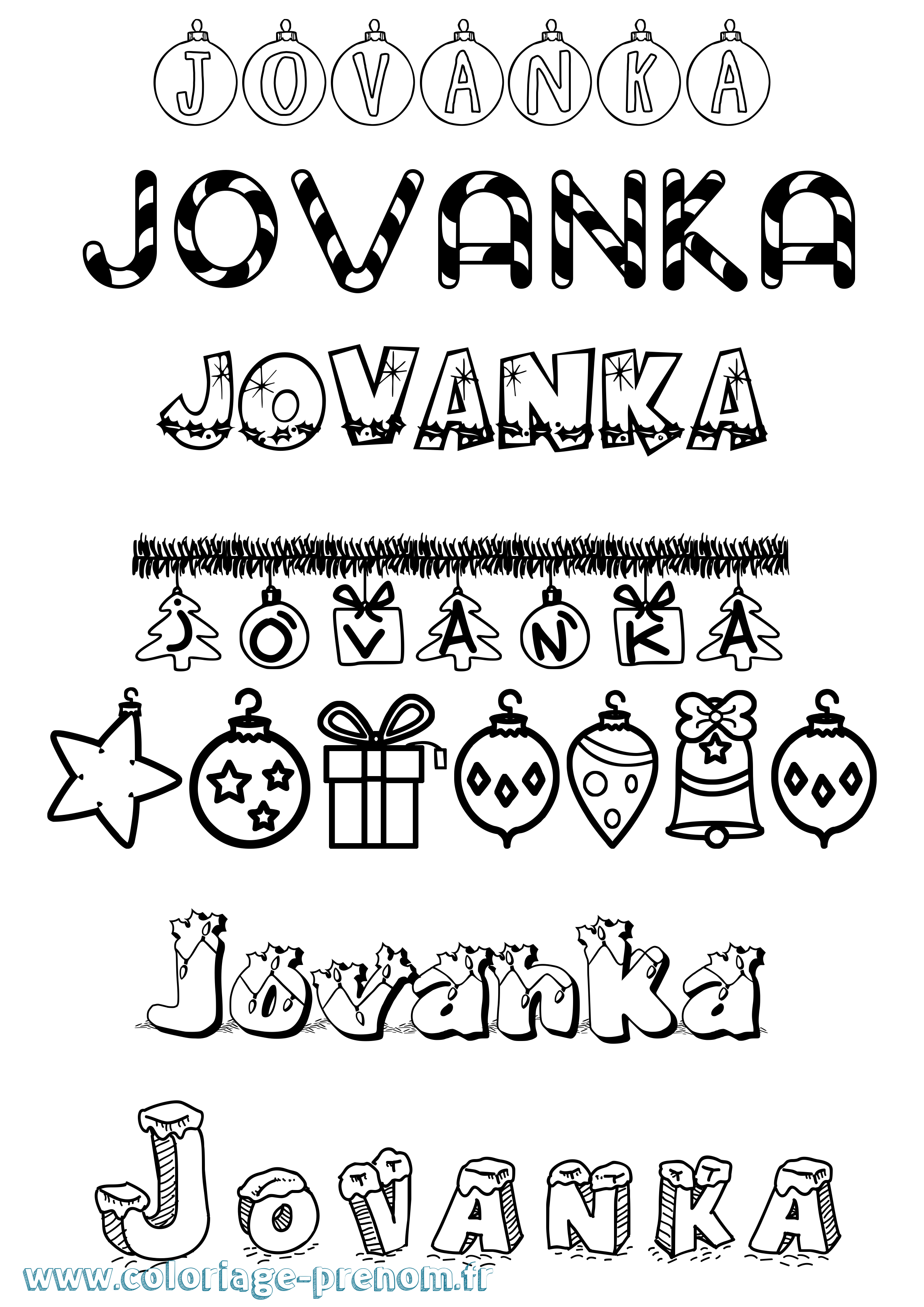 Coloriage Jovanka Noël Coloriage prénom Jovanka Noël