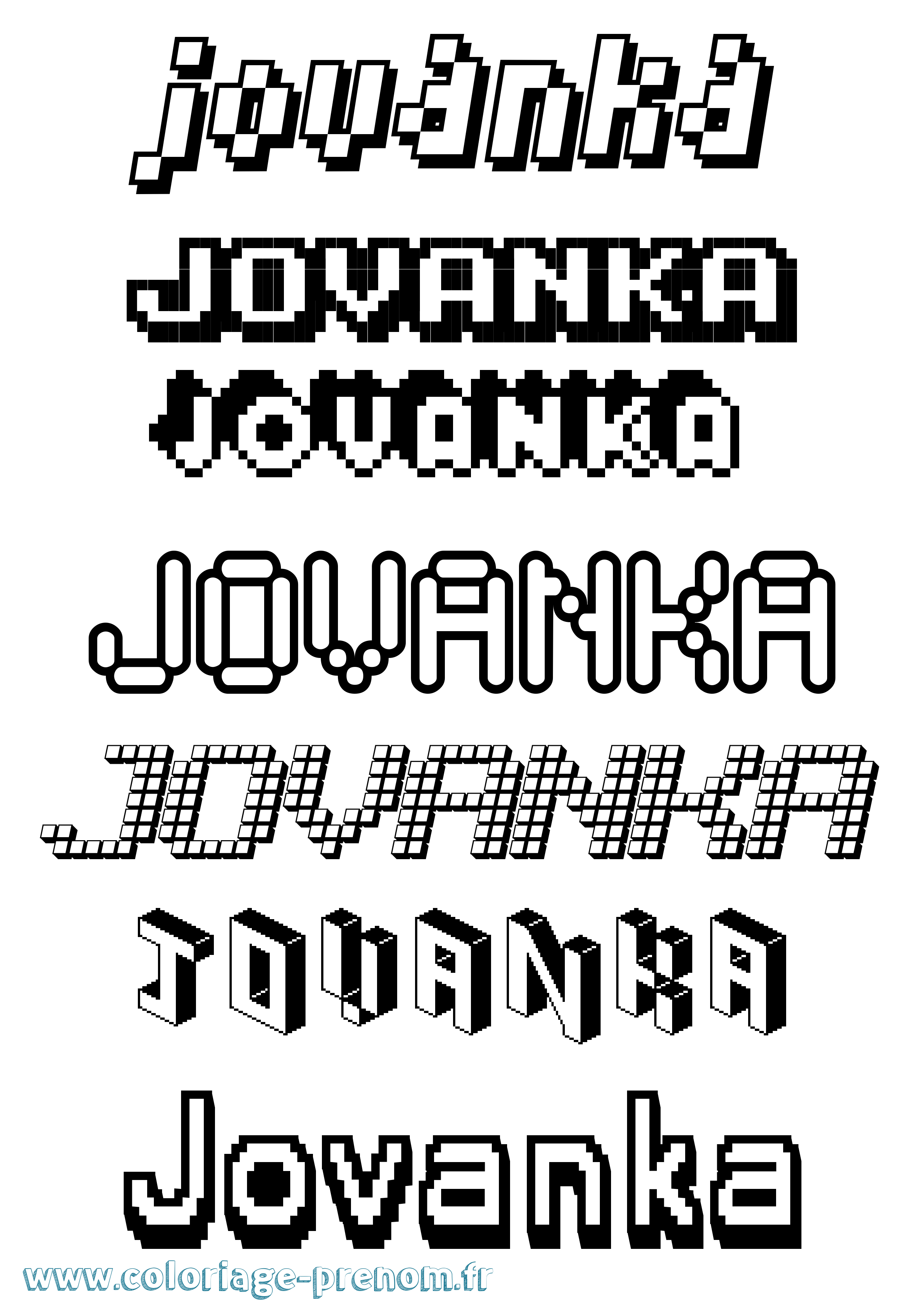 Coloriage Jovanka Pixel Coloriage prénom Jovanka Pixel