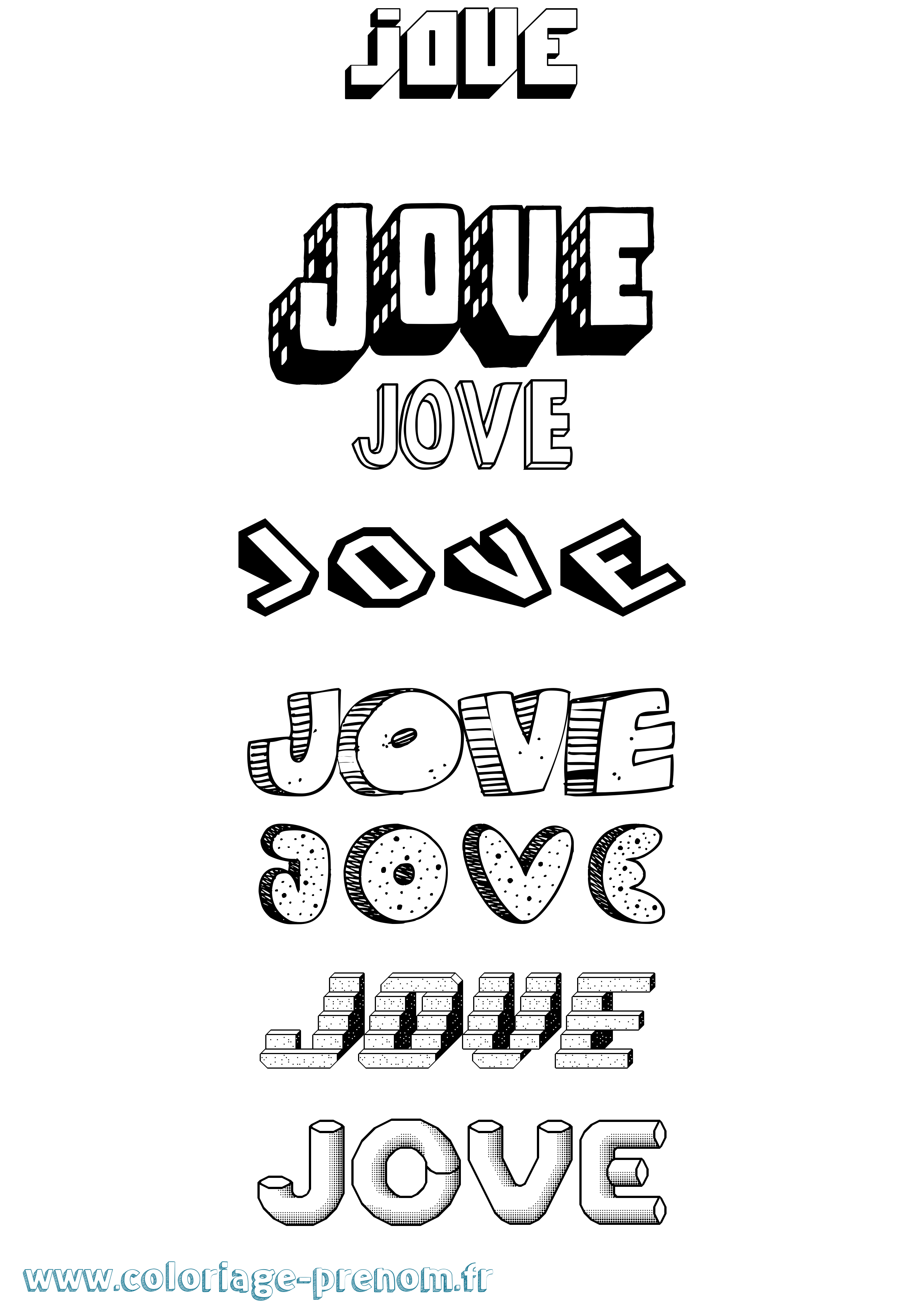 Coloriage Jove Effet 3D Coloriage prénom Jove Effet 3D