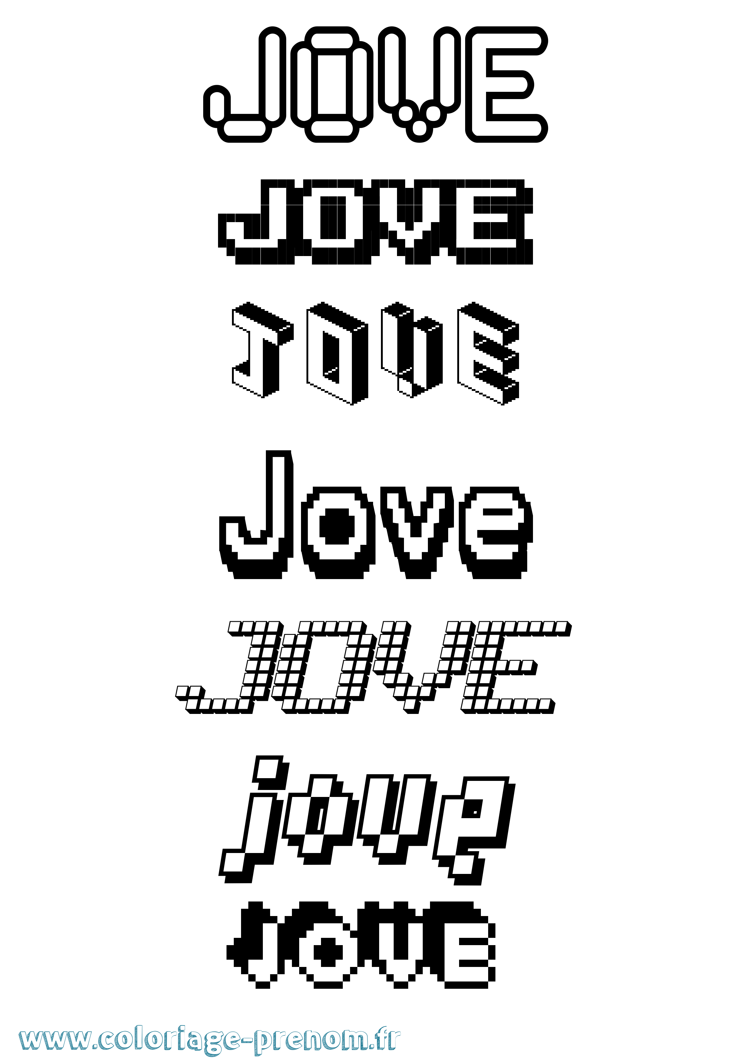 Coloriage Jove Pixel Coloriage prénom Jove Pixel