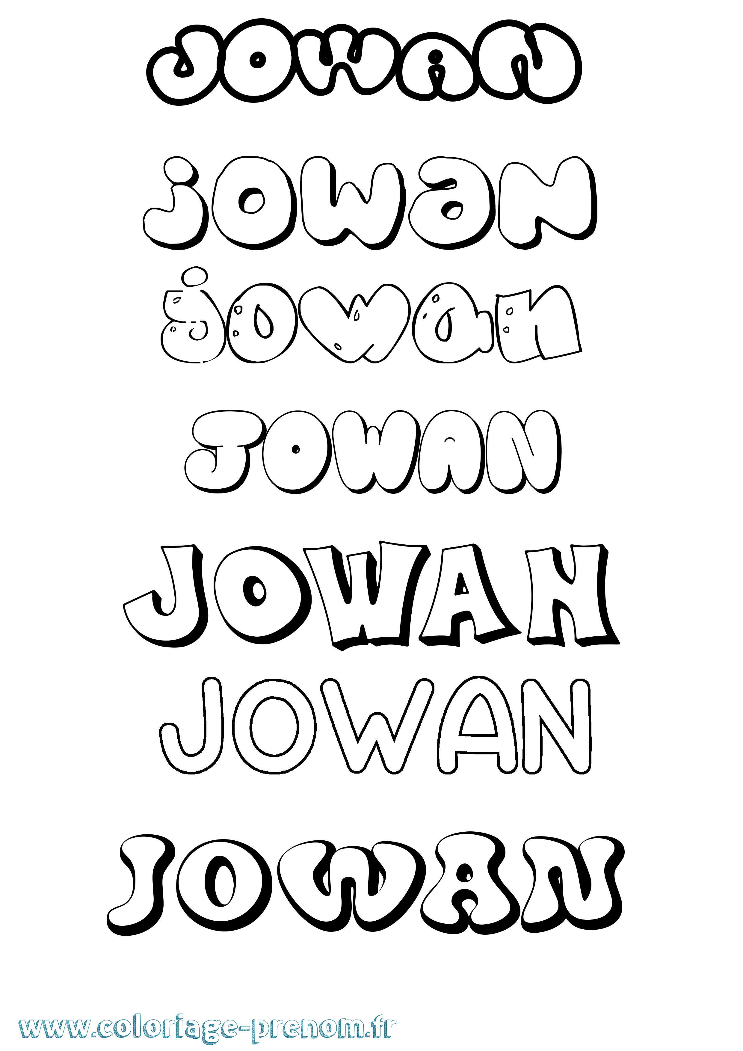 Coloriage prénom Jowan Bubble