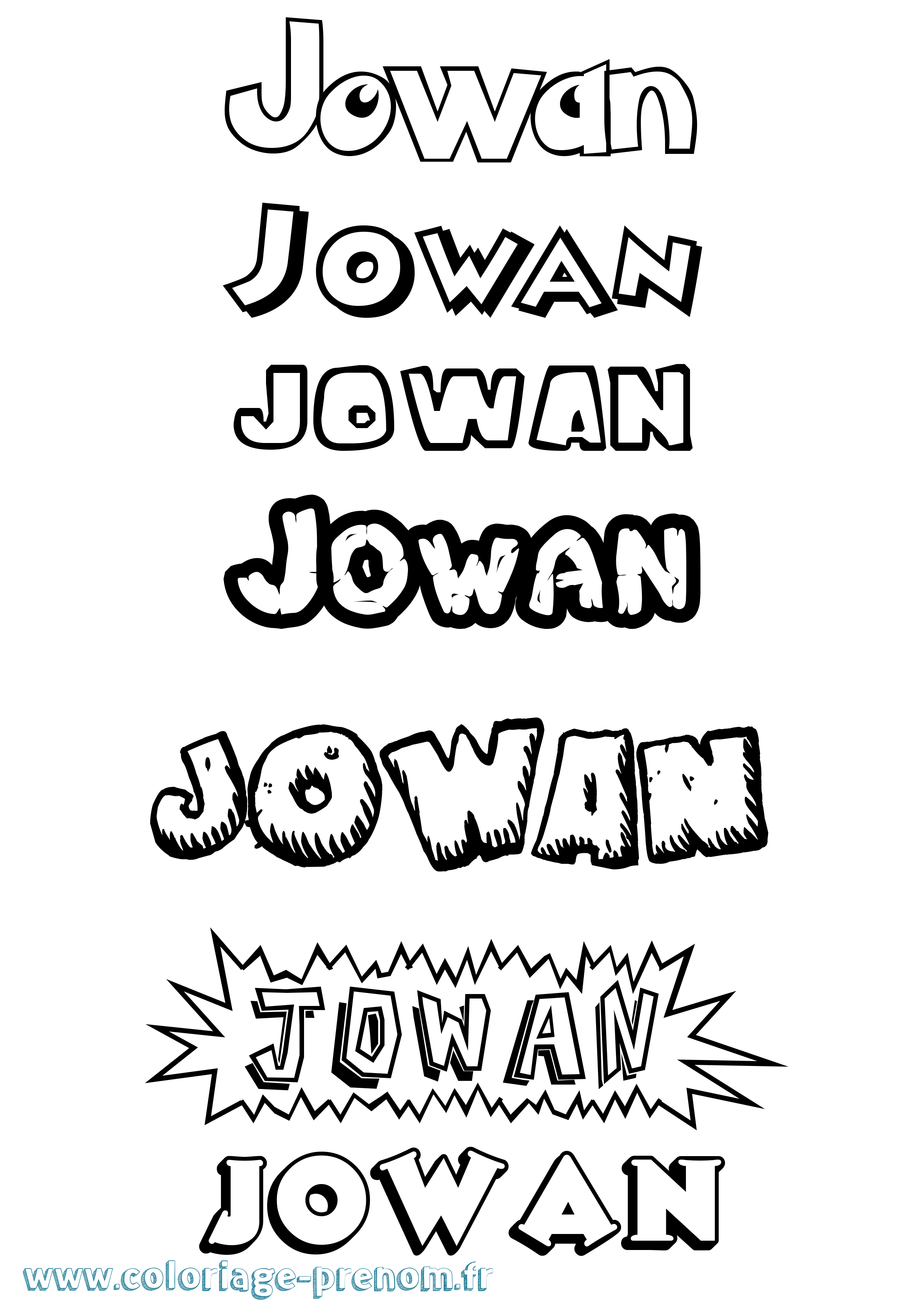 Coloriage prénom Jowan Dessin Animé