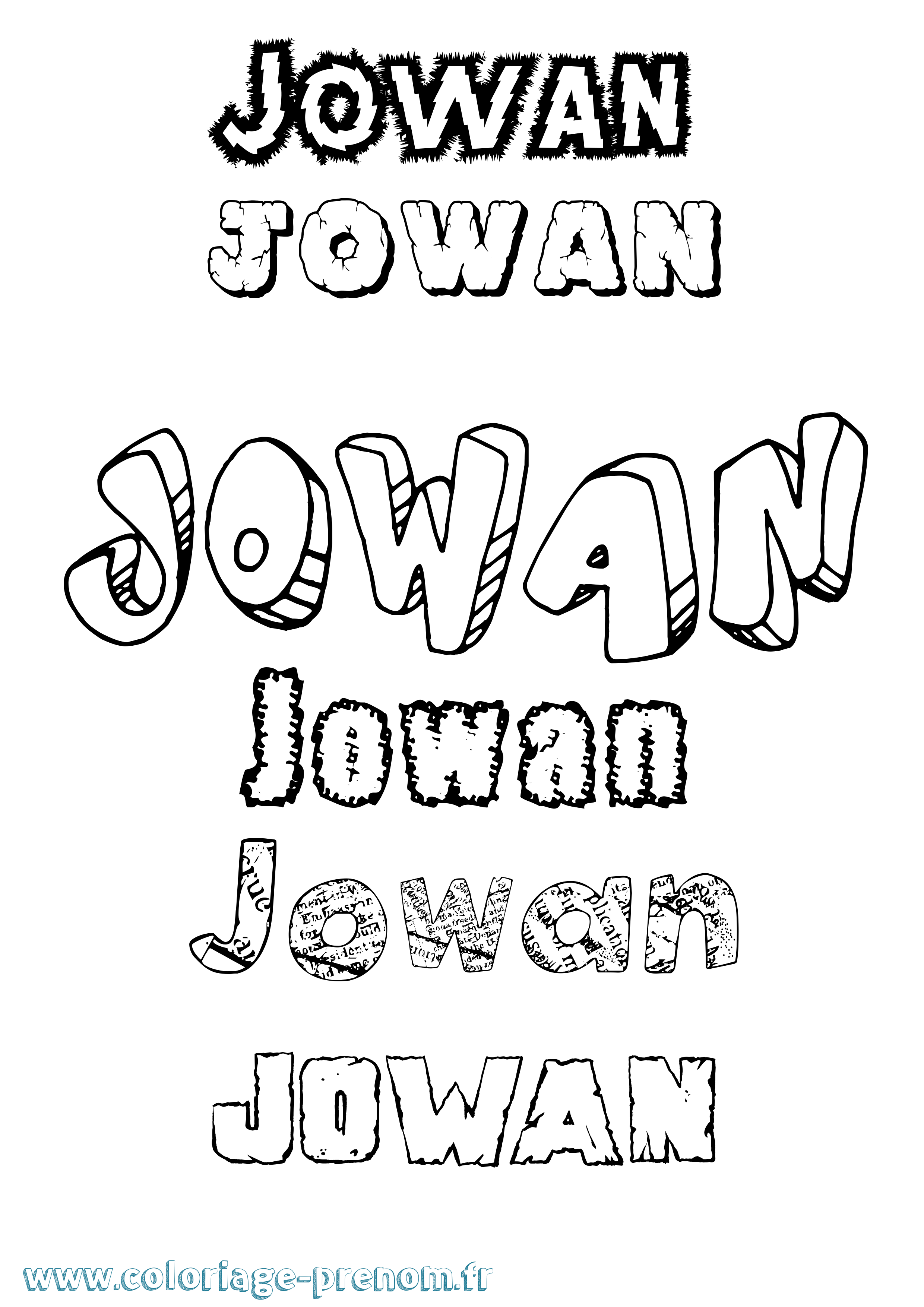 Coloriage prénom Jowan Destructuré