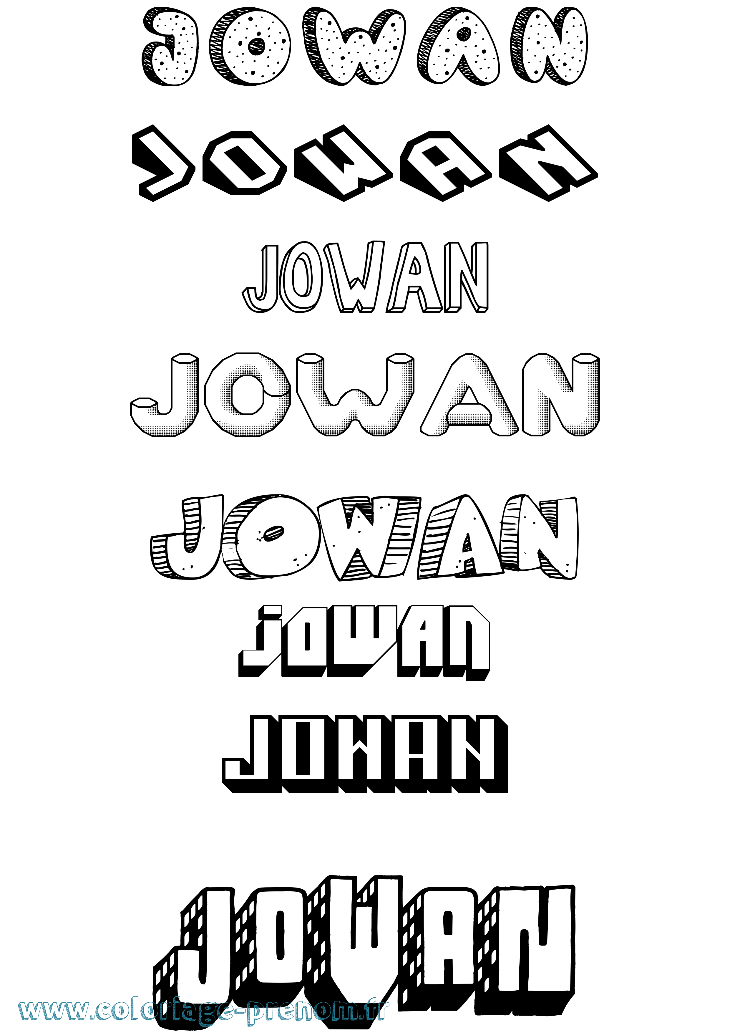Coloriage prénom Jowan Effet 3D