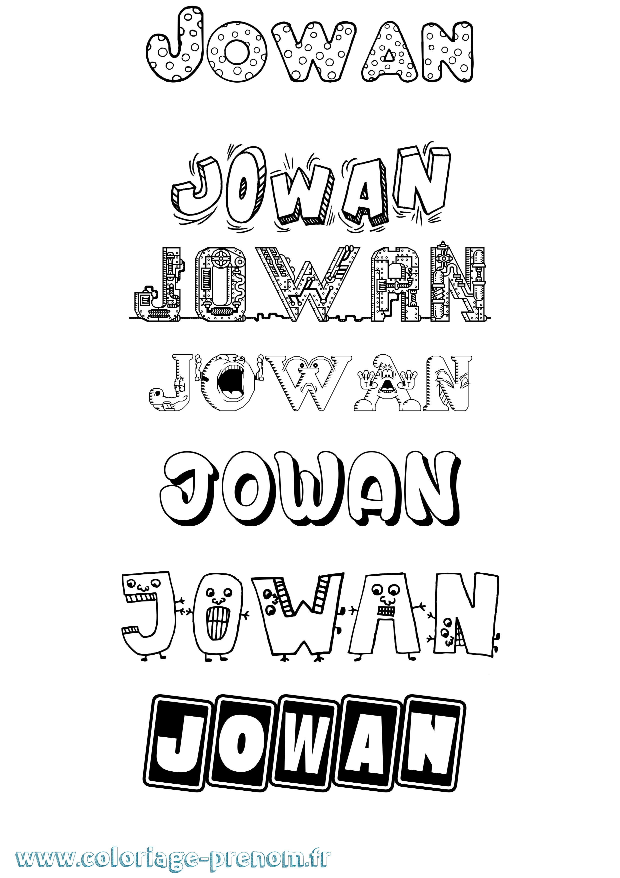 Coloriage prénom Jowan Fun