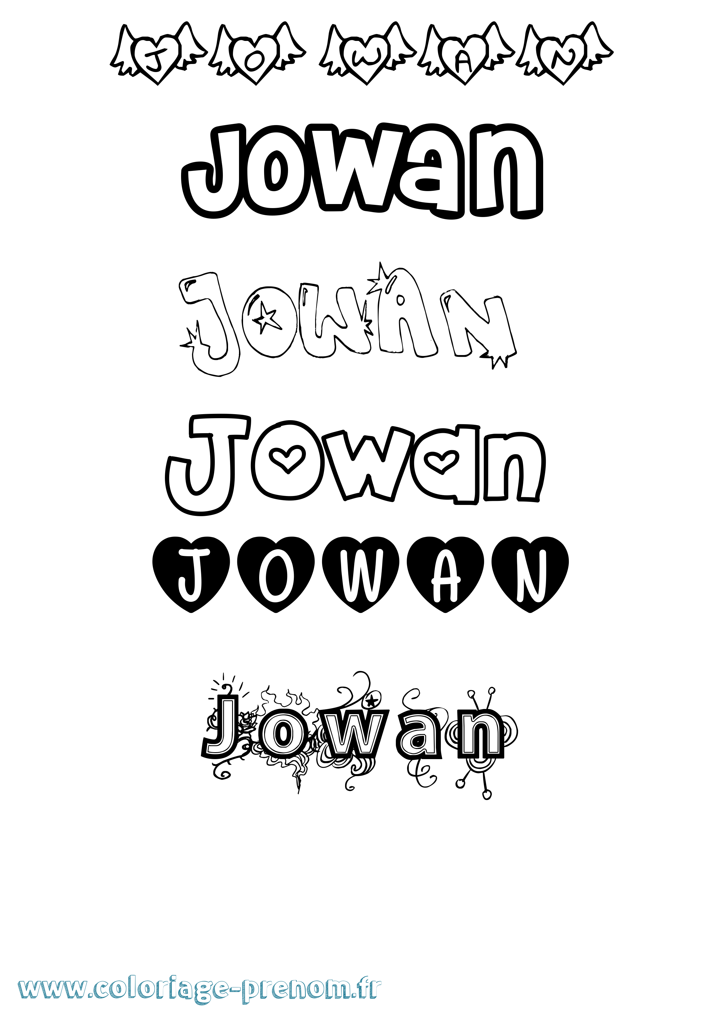Coloriage prénom Jowan Girly