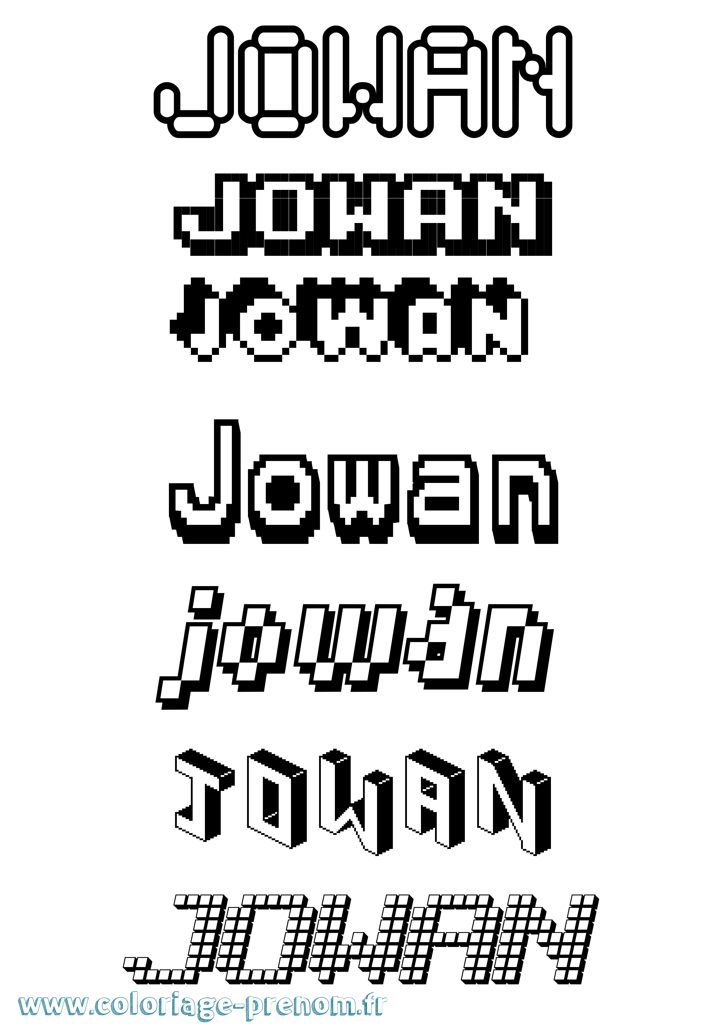 Coloriage Jowan Pixel Coloriage prénom Jowan Pixel