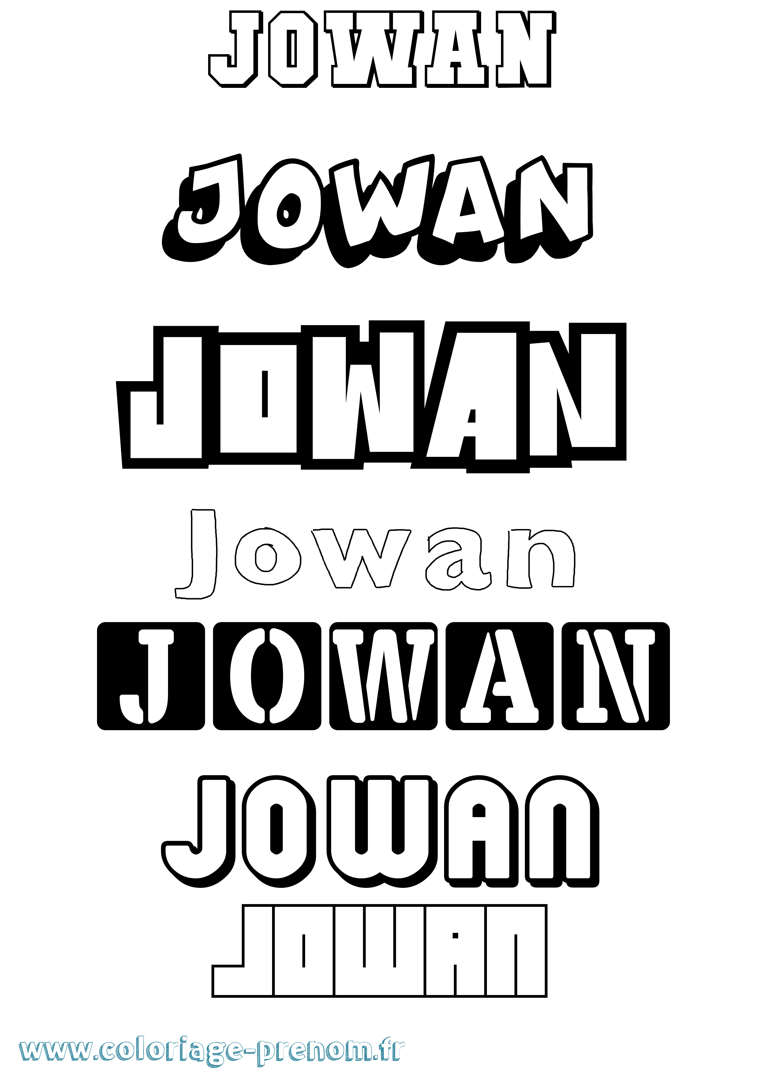 Coloriage prénom Jowan Simple