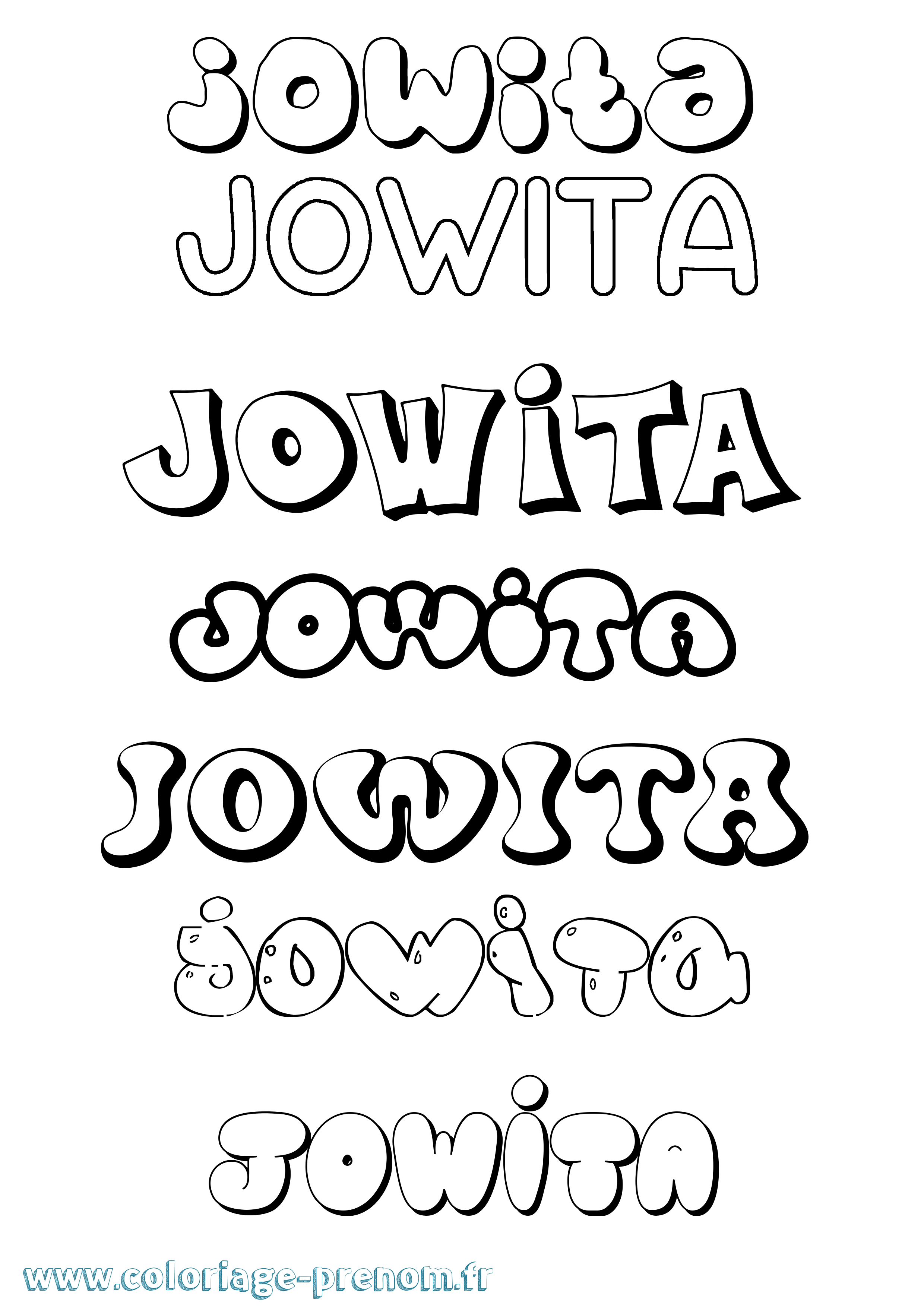 Coloriage Jowita Bubble Coloriage prénom Jowita Bubble