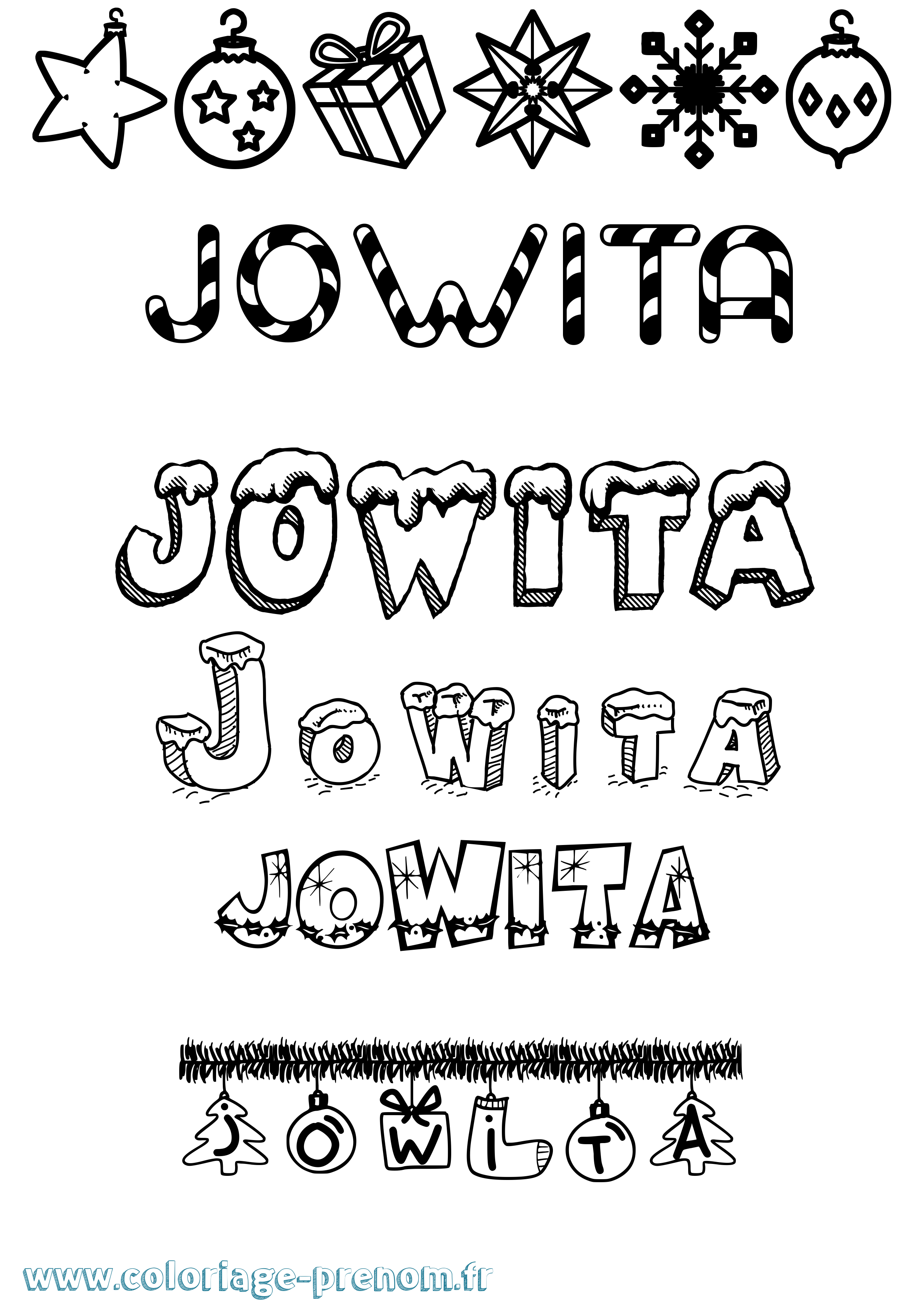 Coloriage Jowita Noël Coloriage prénom Jowita Noël