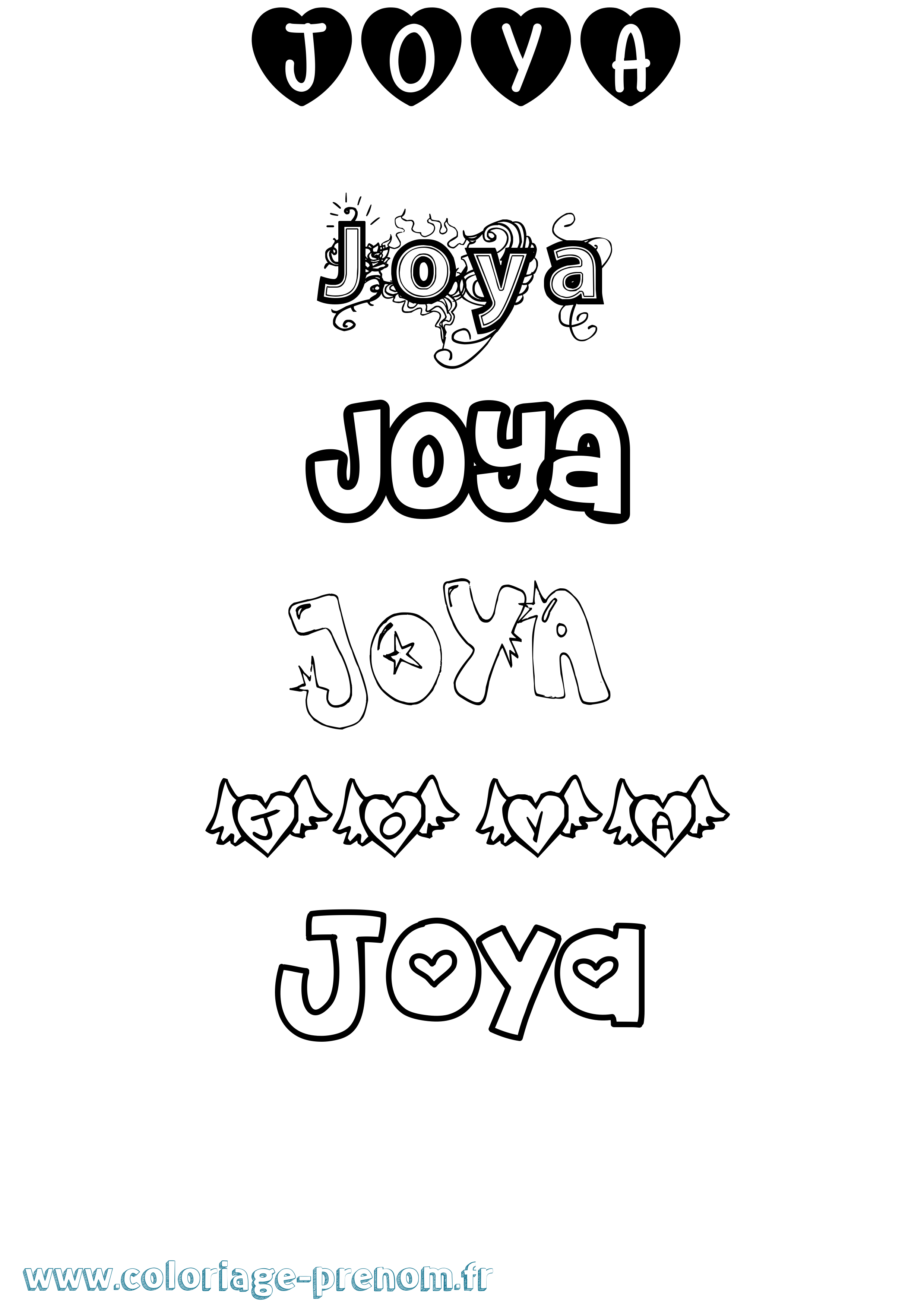 Coloriage prénom Joya Girly