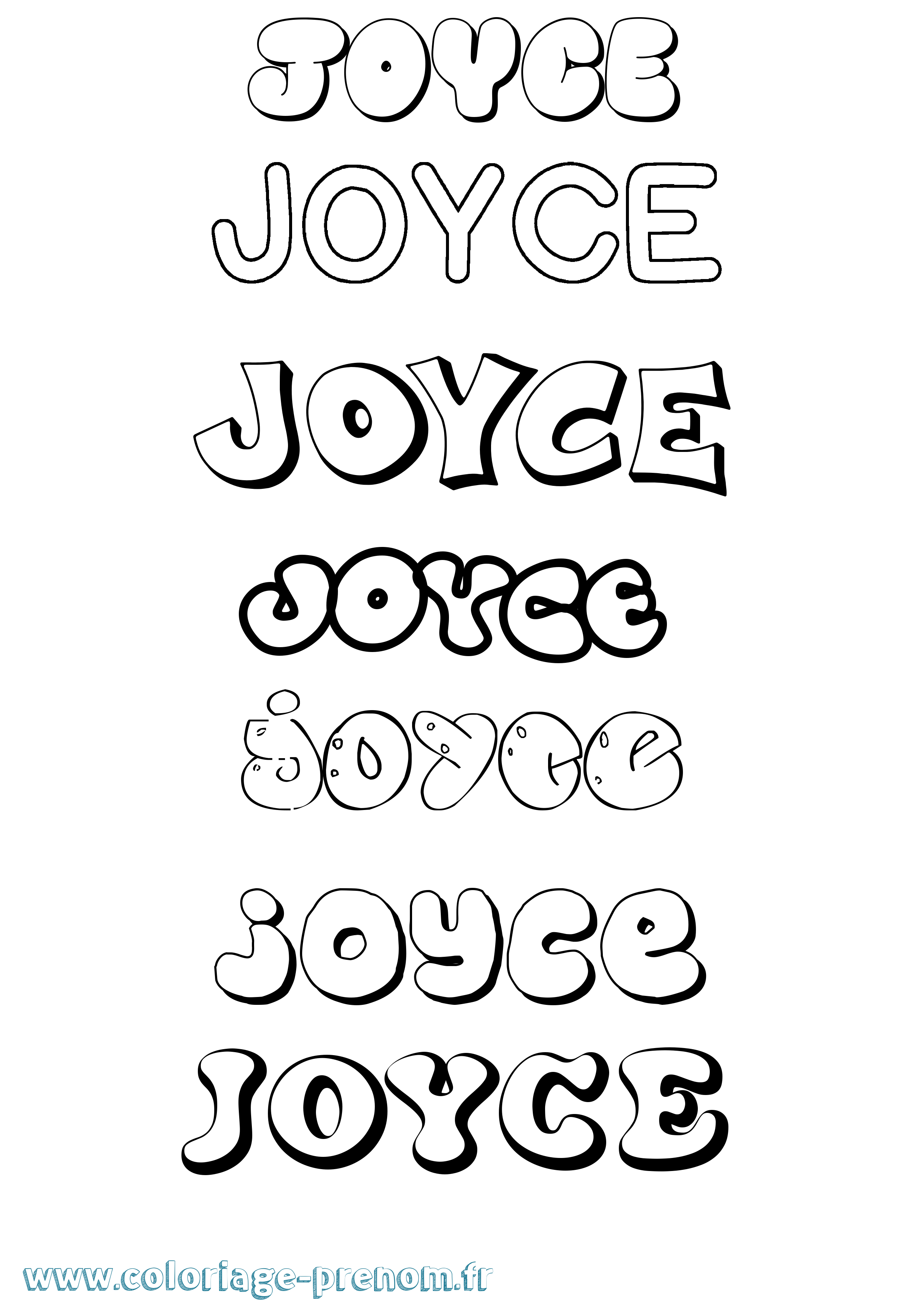 Coloriage prénom Joyce Bubble