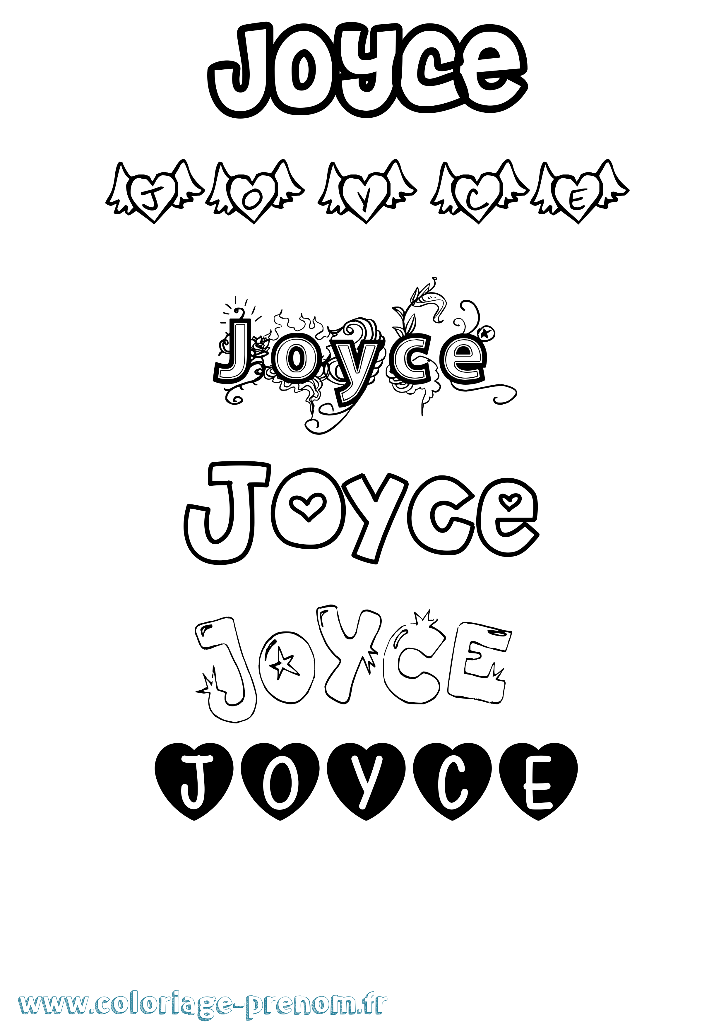 Coloriage prénom Joyce Girly