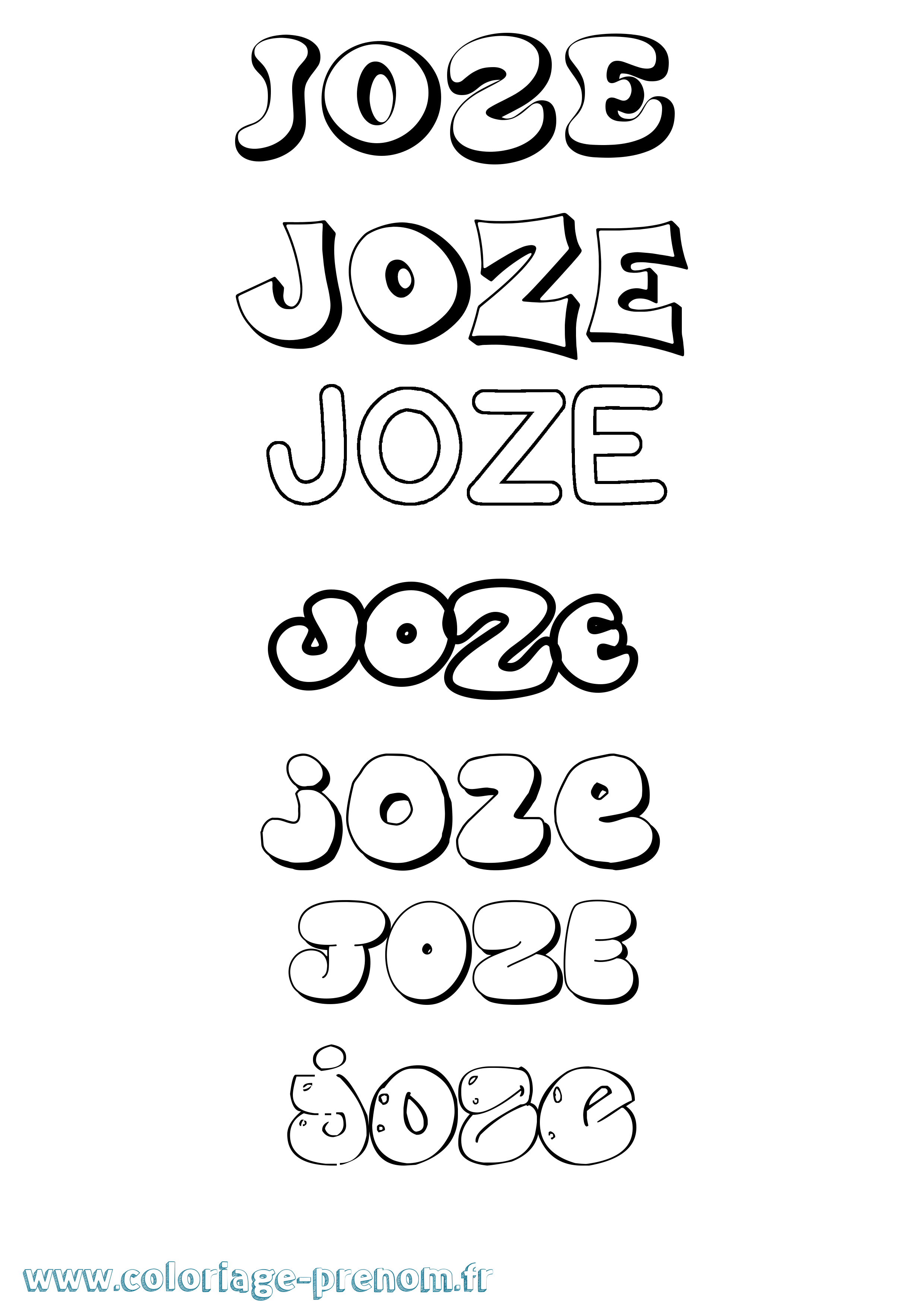 Coloriage prénom Joze Bubble