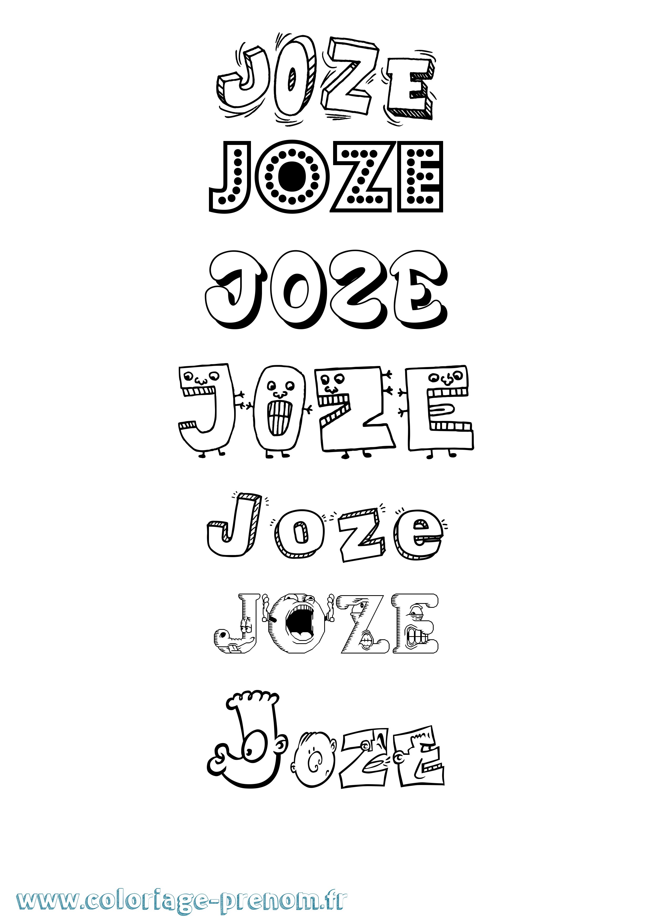 Coloriage prénom Joze Fun