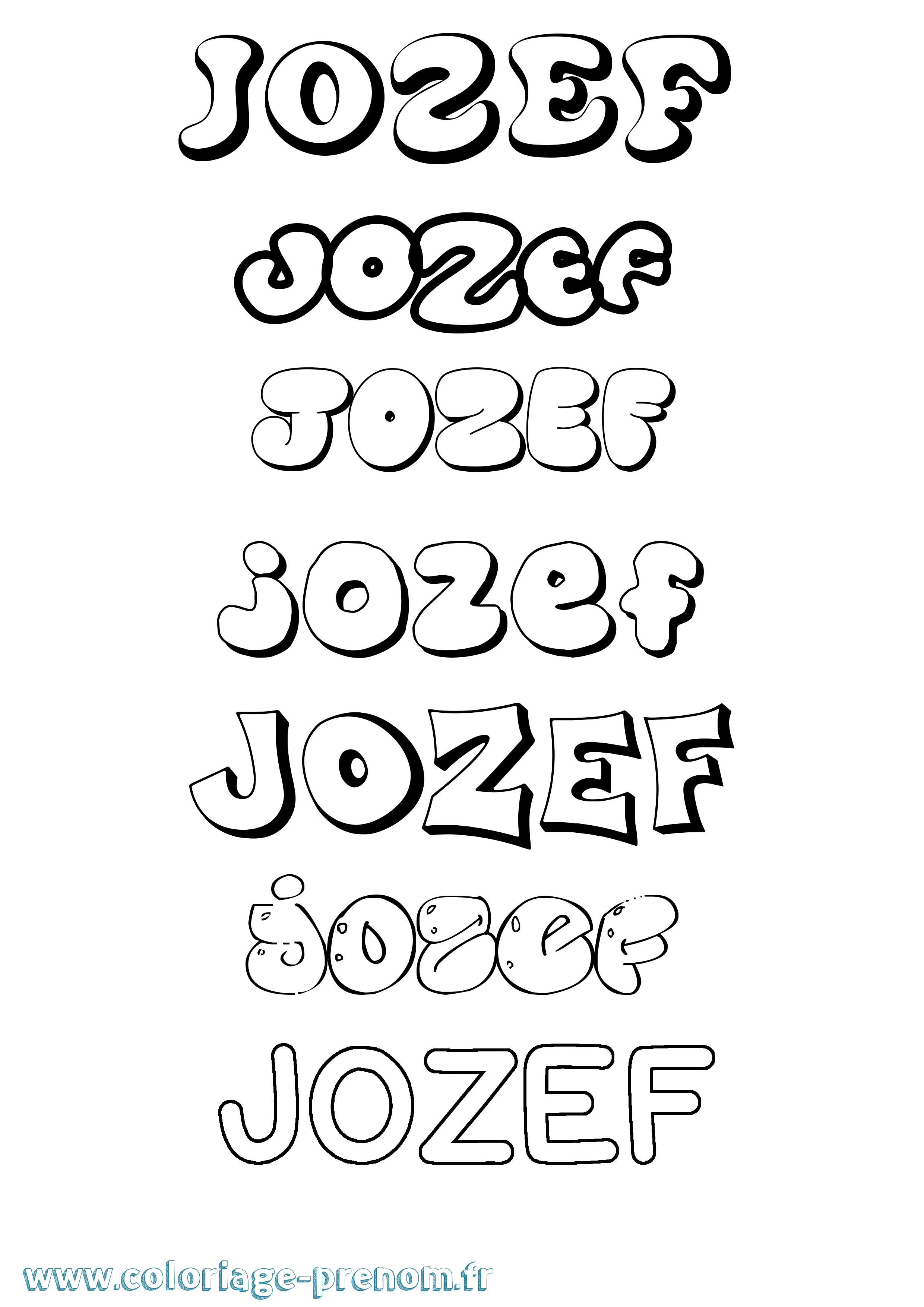 Coloriage Jozef Bubble Coloriage prénom Jozef Bubble