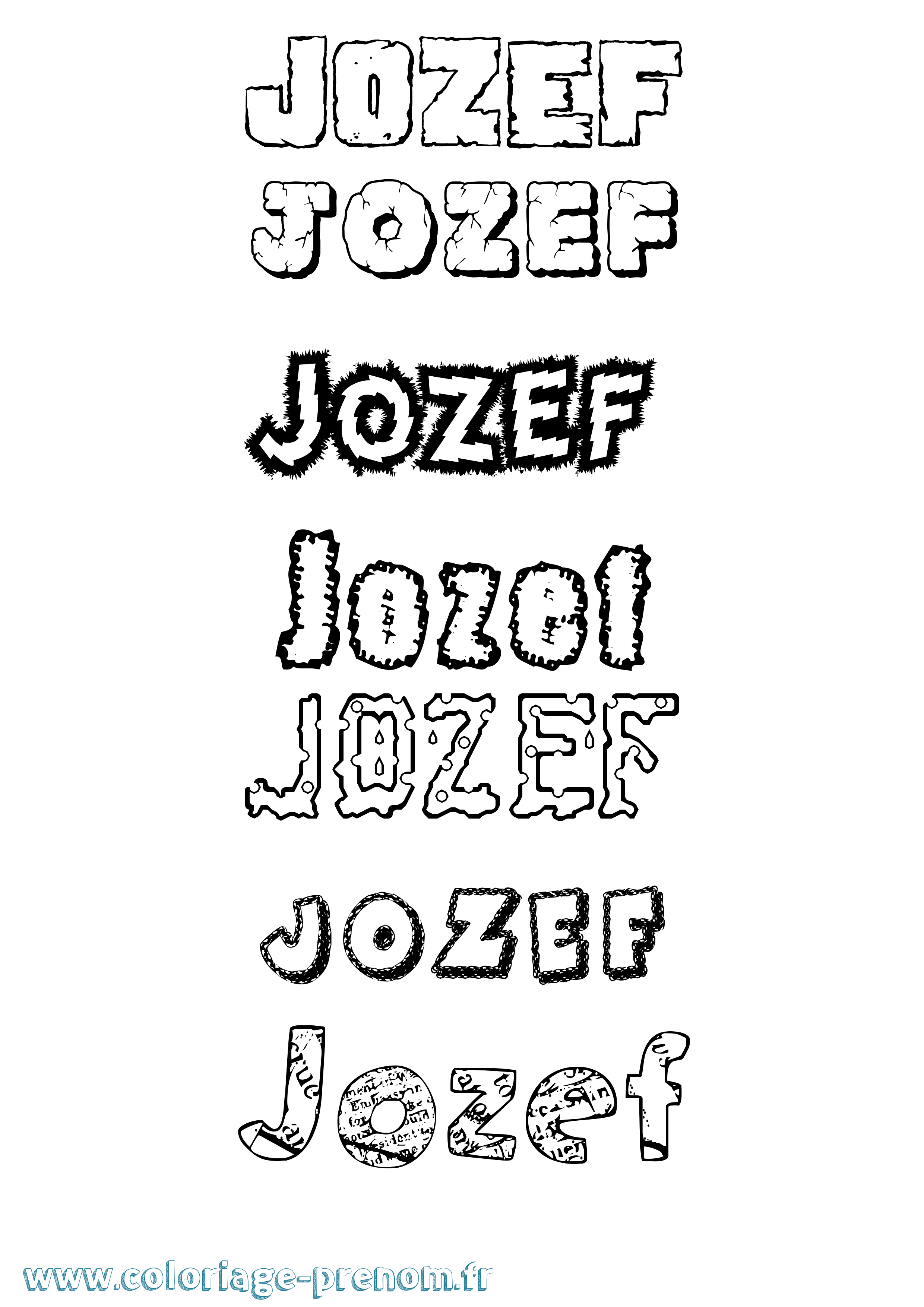 Coloriage Jozef Destructuré Coloriage prénom Jozef Destructuré