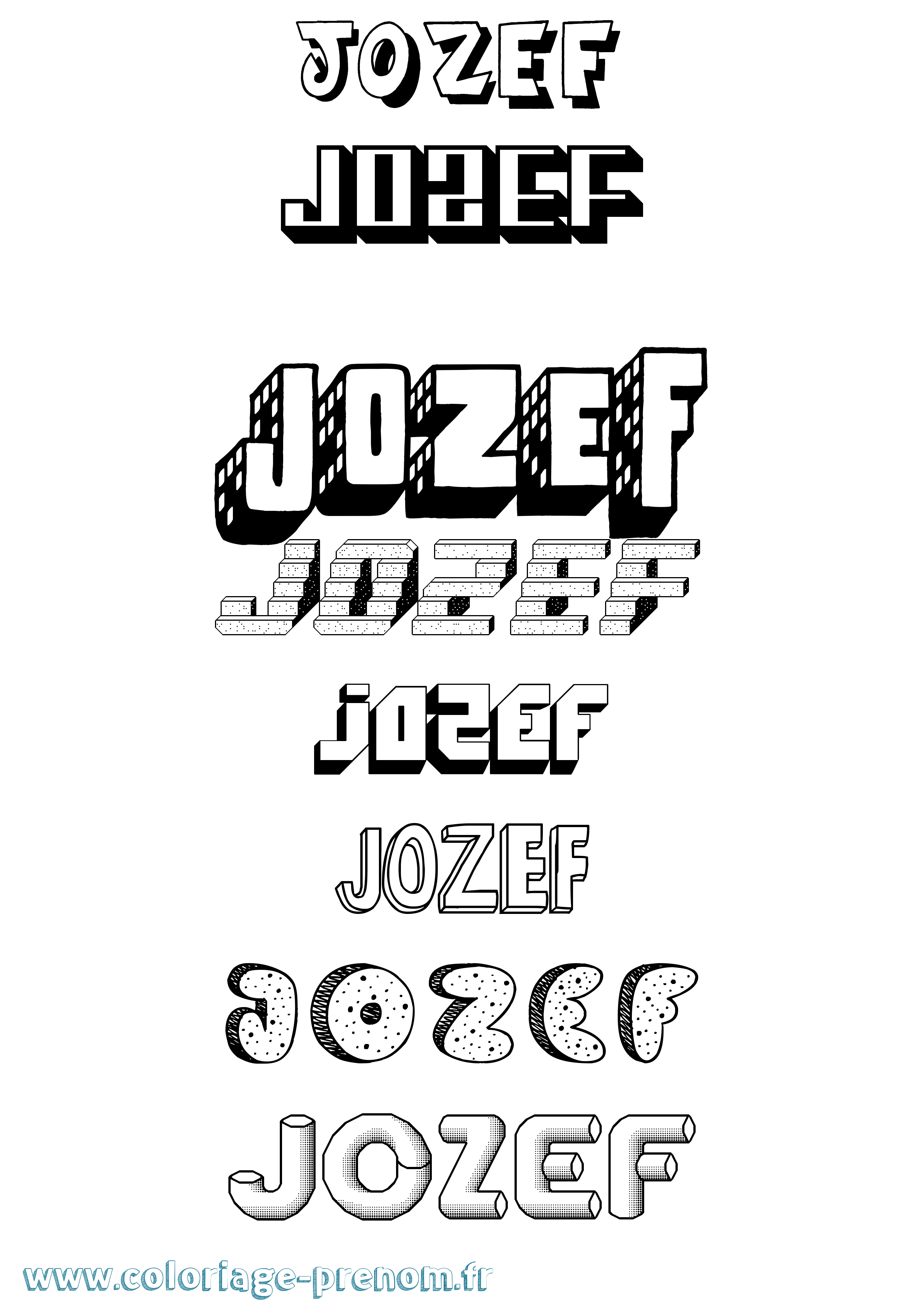 Coloriage Jozef Effet 3D Coloriage prénom Jozef Effet 3D
