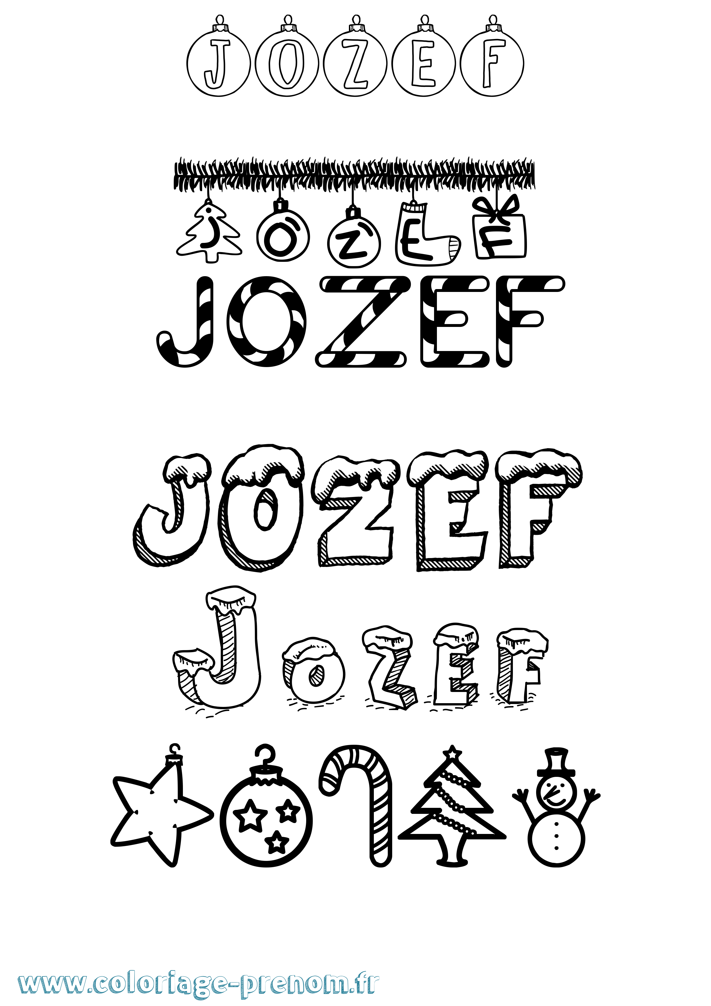 Coloriage Jozef Noël Coloriage prénom Jozef Noël
