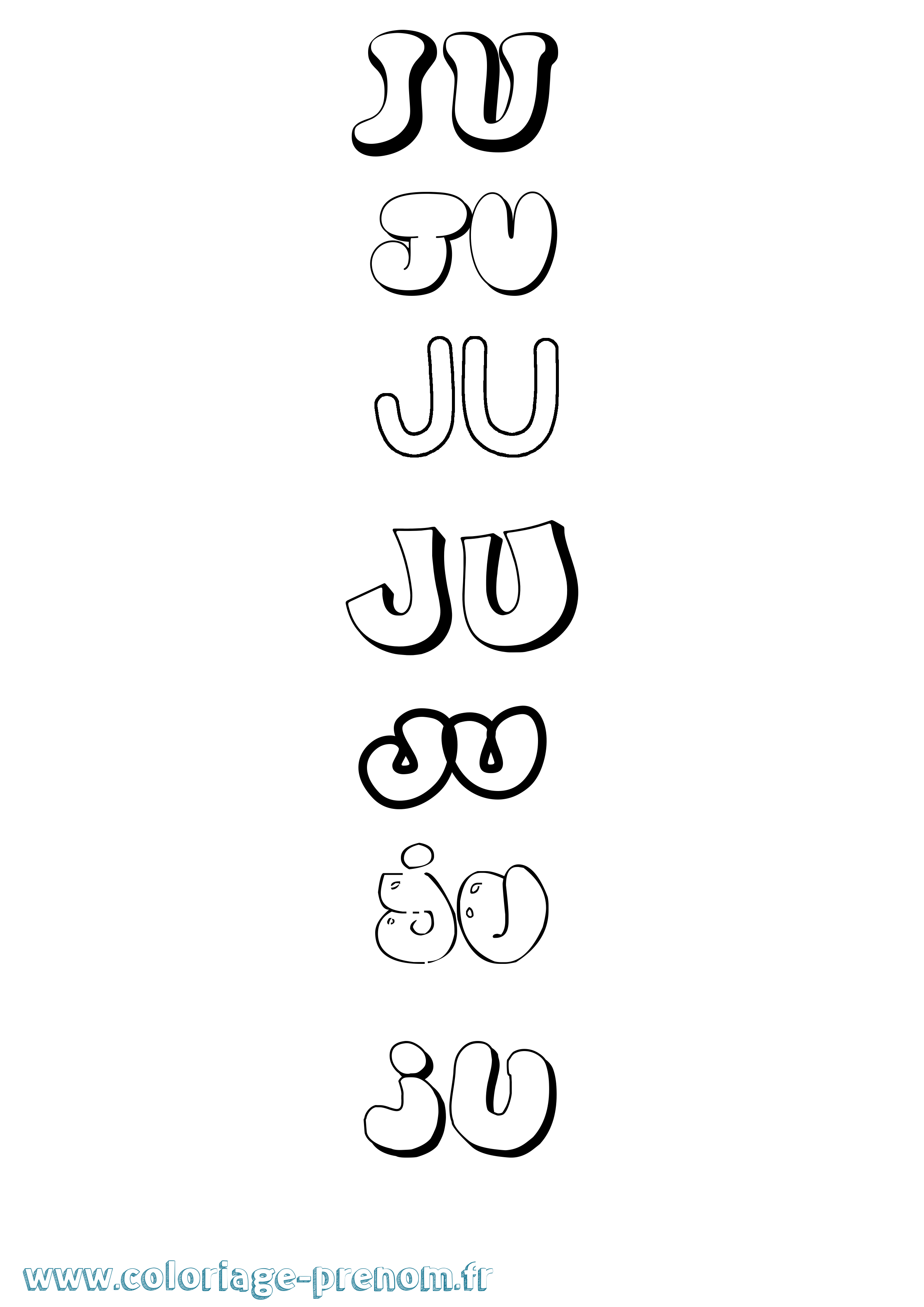 Coloriage Ju Bubble Coloriage prénom Ju Bubble