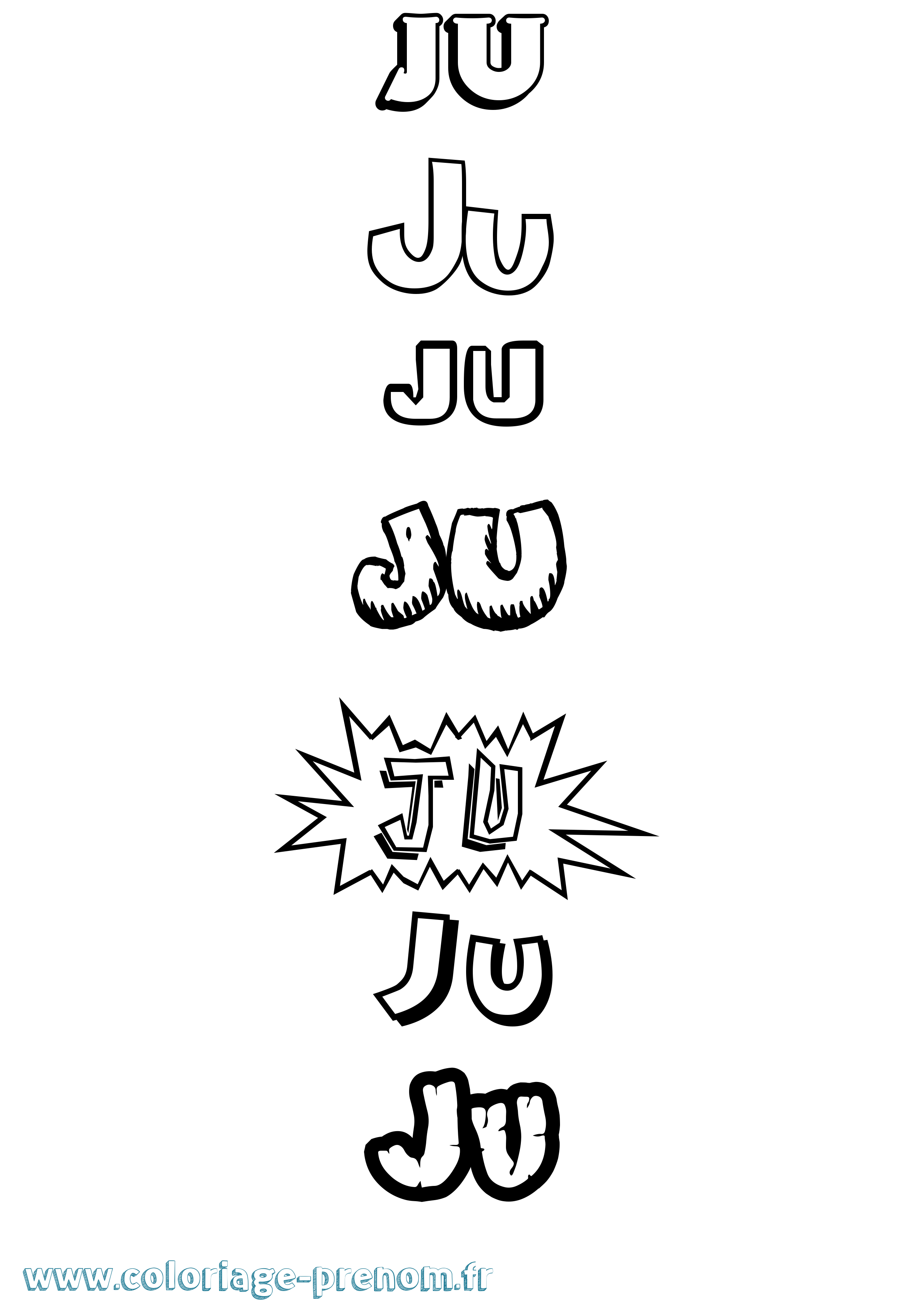 Coloriage Ju Dessin Animé Coloriage prénom Ju Dessin Animé