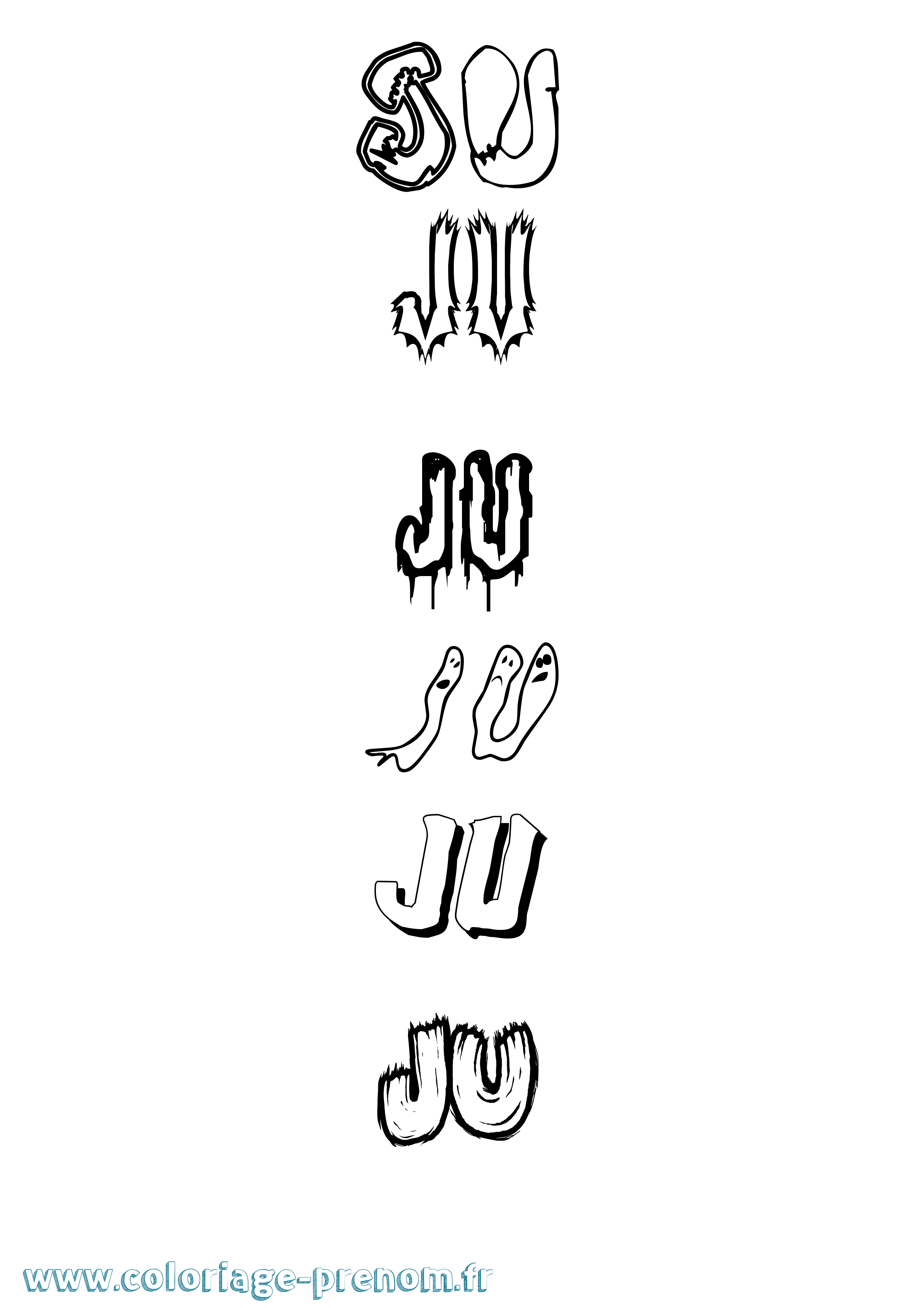 Coloriage Ju Frisson Coloriage prénom Ju Frisson