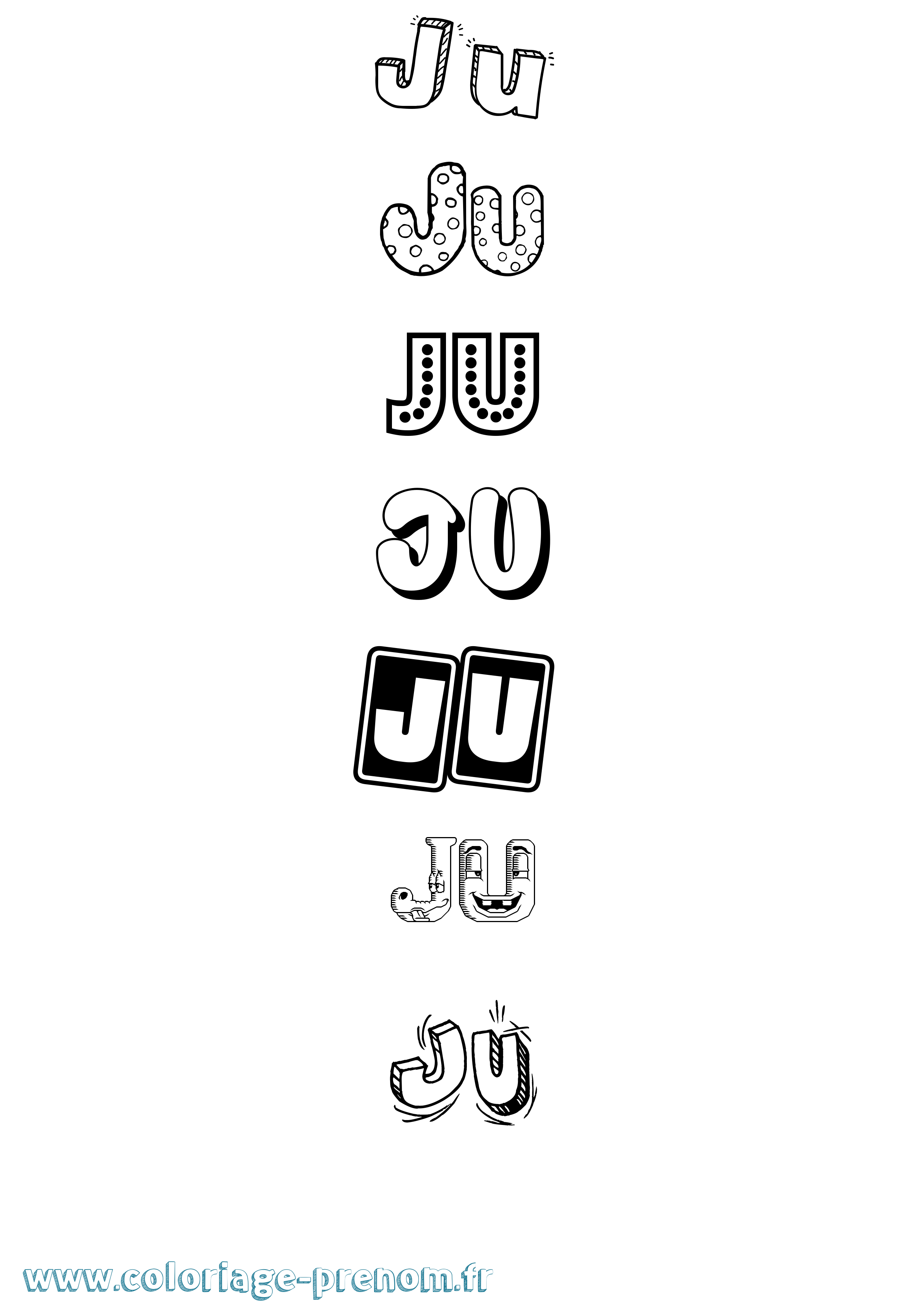 Coloriage Ju Fun Coloriage prénom Ju Fun