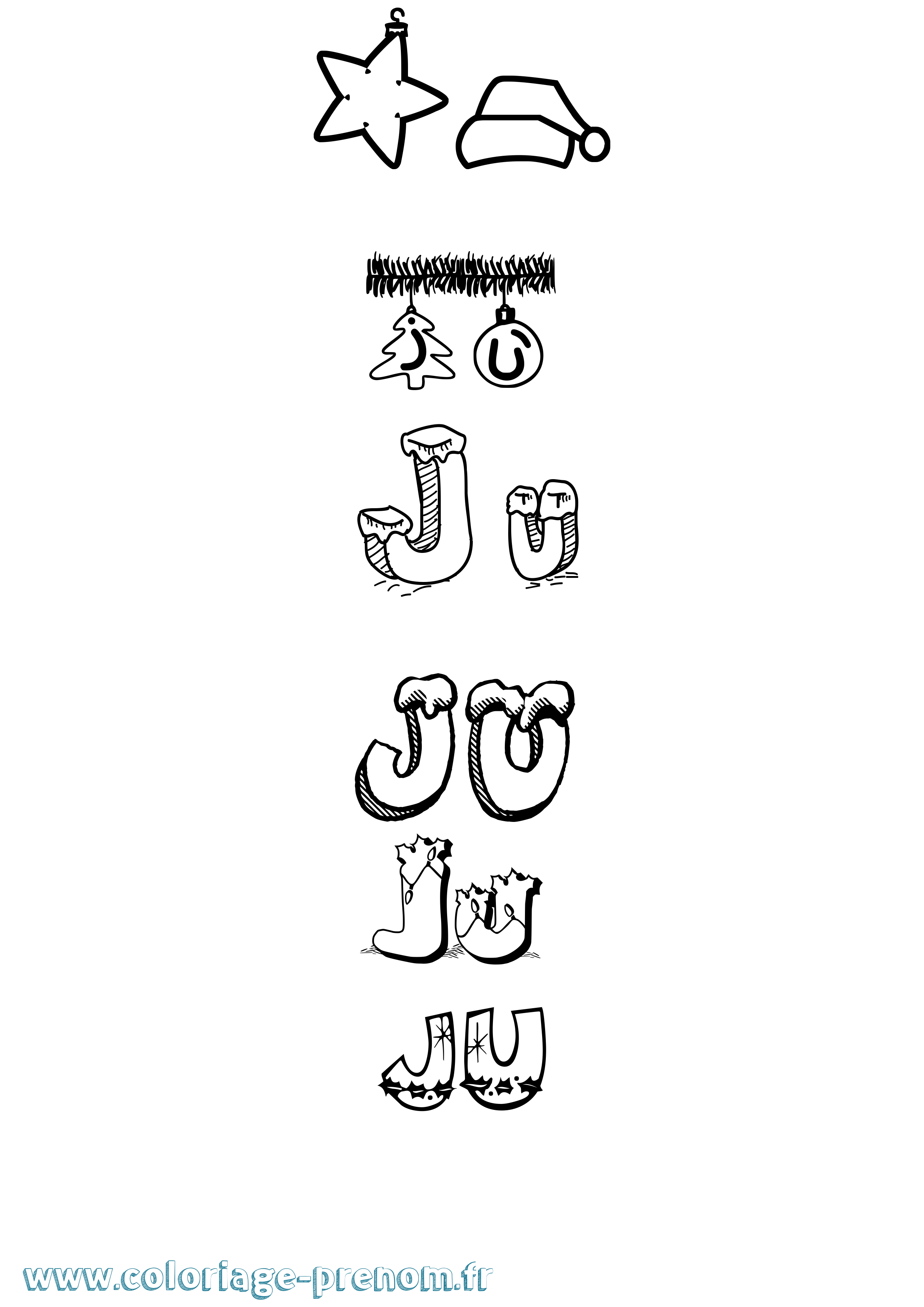 Coloriage Ju Noël Coloriage prénom Ju Noël