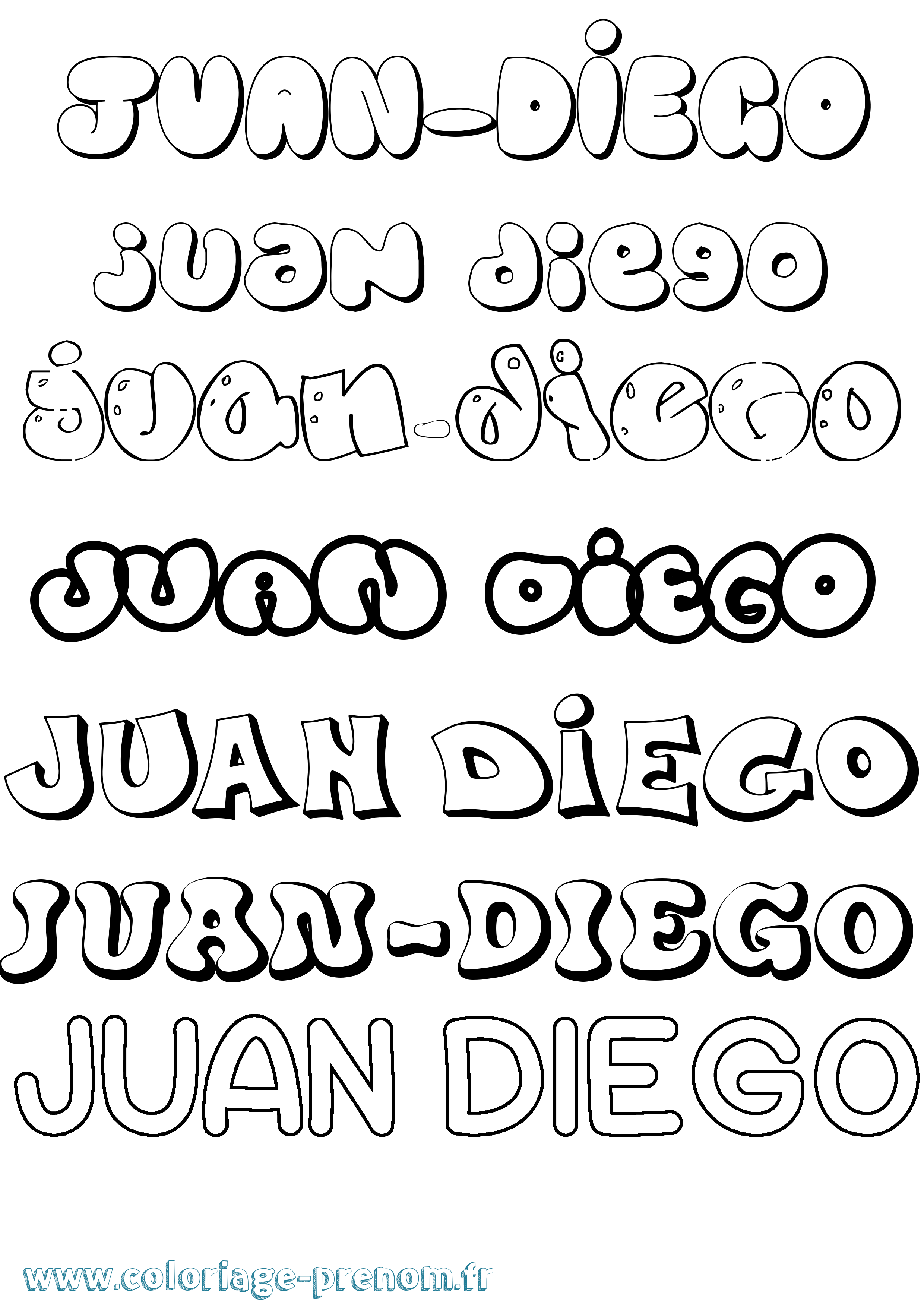 Coloriage Juan-Diego Bubble Coloriage prénom Juan-Diego Bubble