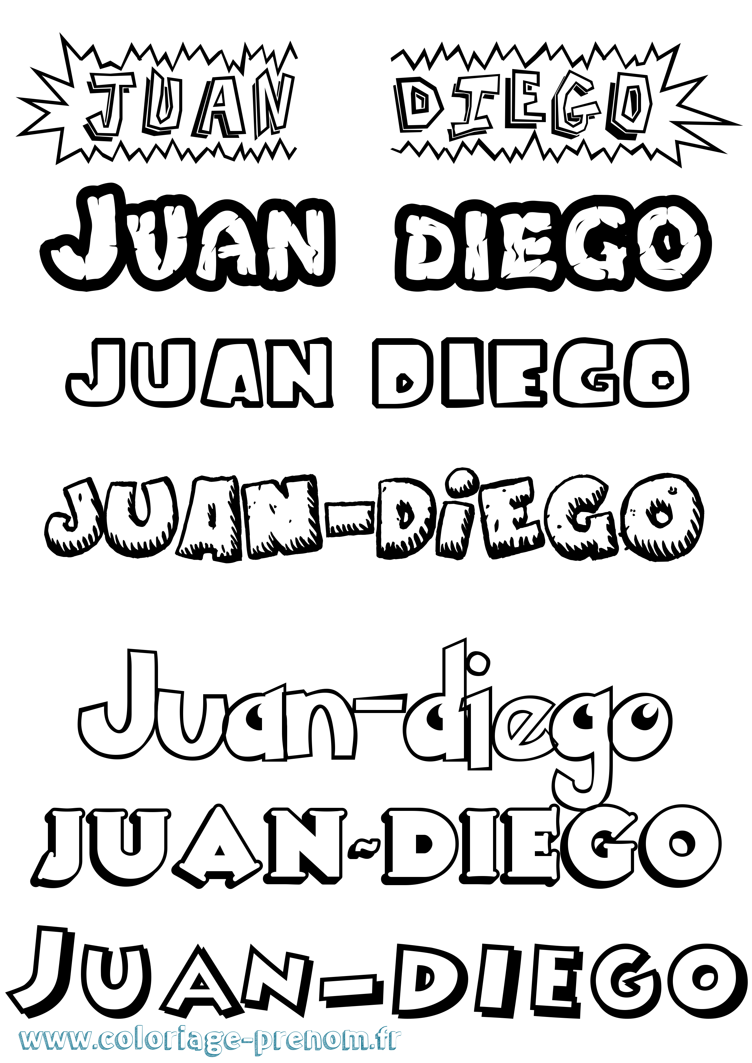 Coloriage Juan-Diego Dessin Animé Coloriage prénom Juan-Diego Dessin Animé