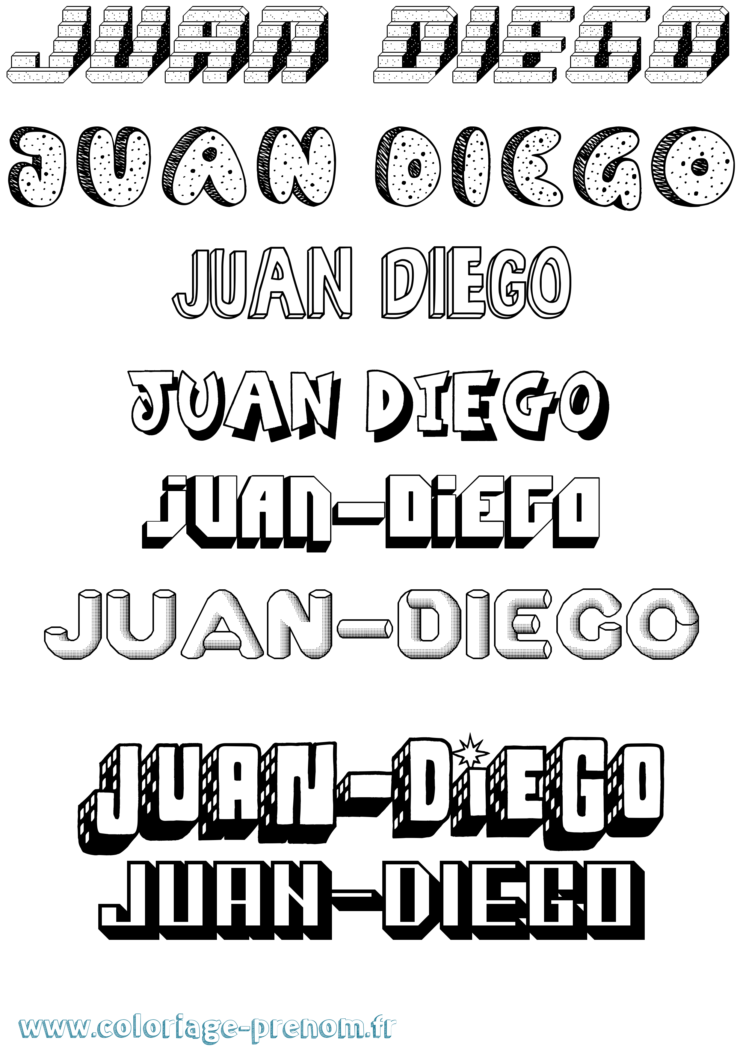 Coloriage Juan-Diego Effet 3D Coloriage prénom Juan-Diego Effet 3D