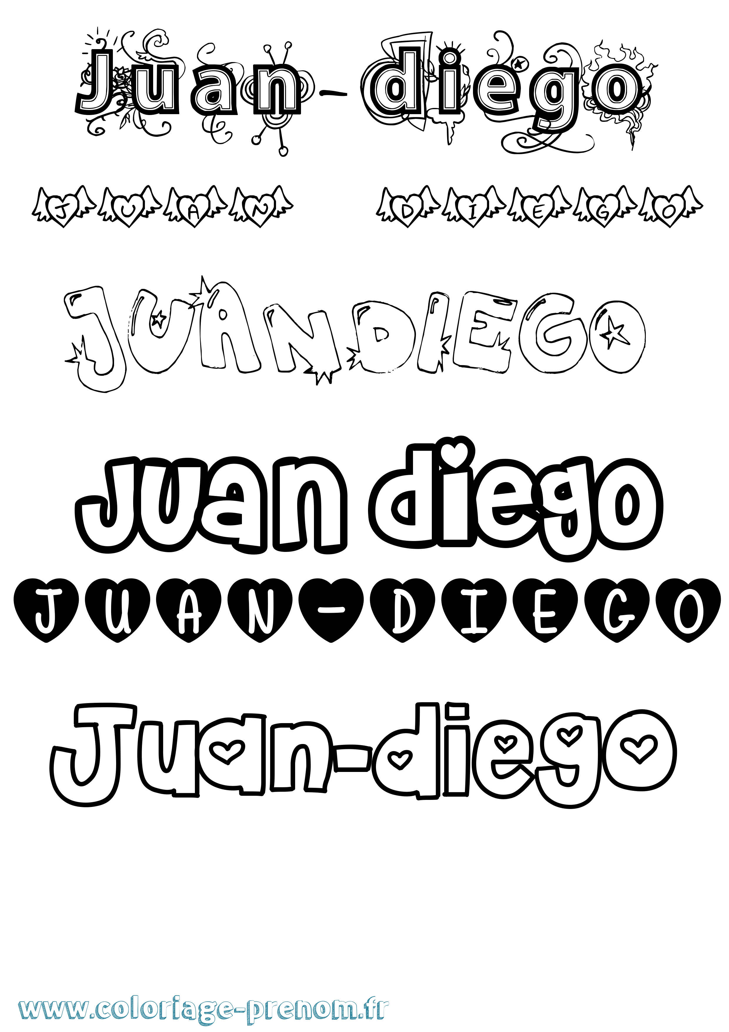 Coloriage Juan-Diego Girly Coloriage prénom Juan-Diego Girly
