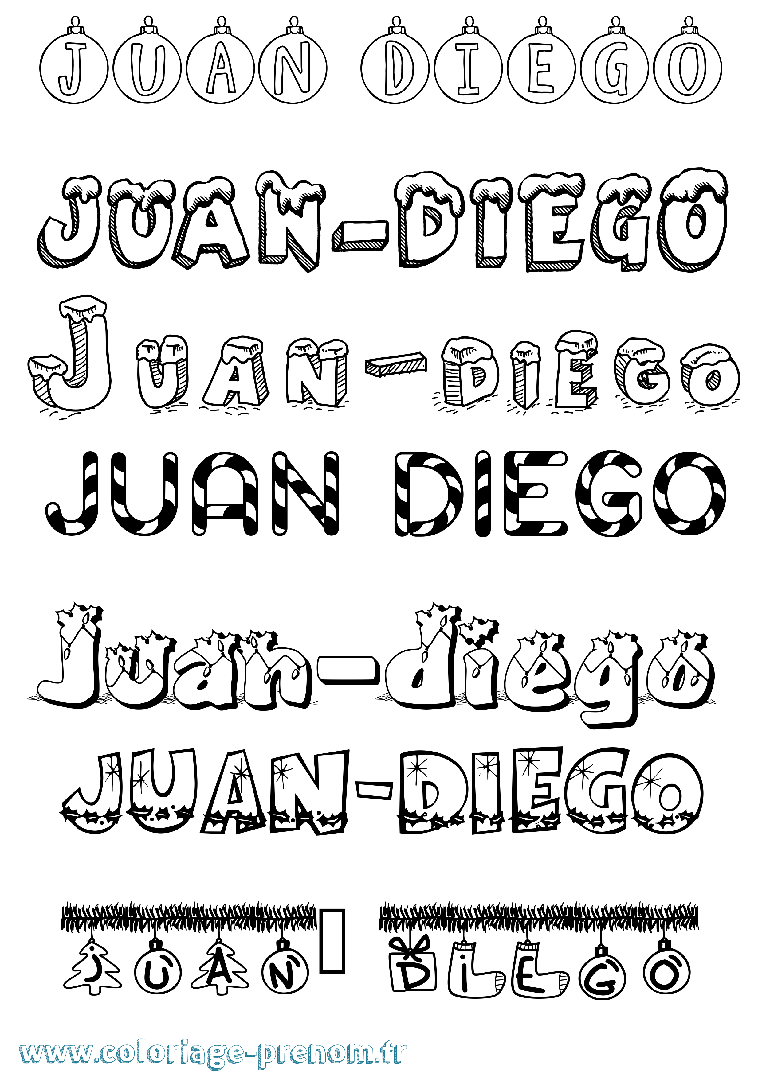 Coloriage Juan-Diego Noël Coloriage prénom Juan-Diego Noël