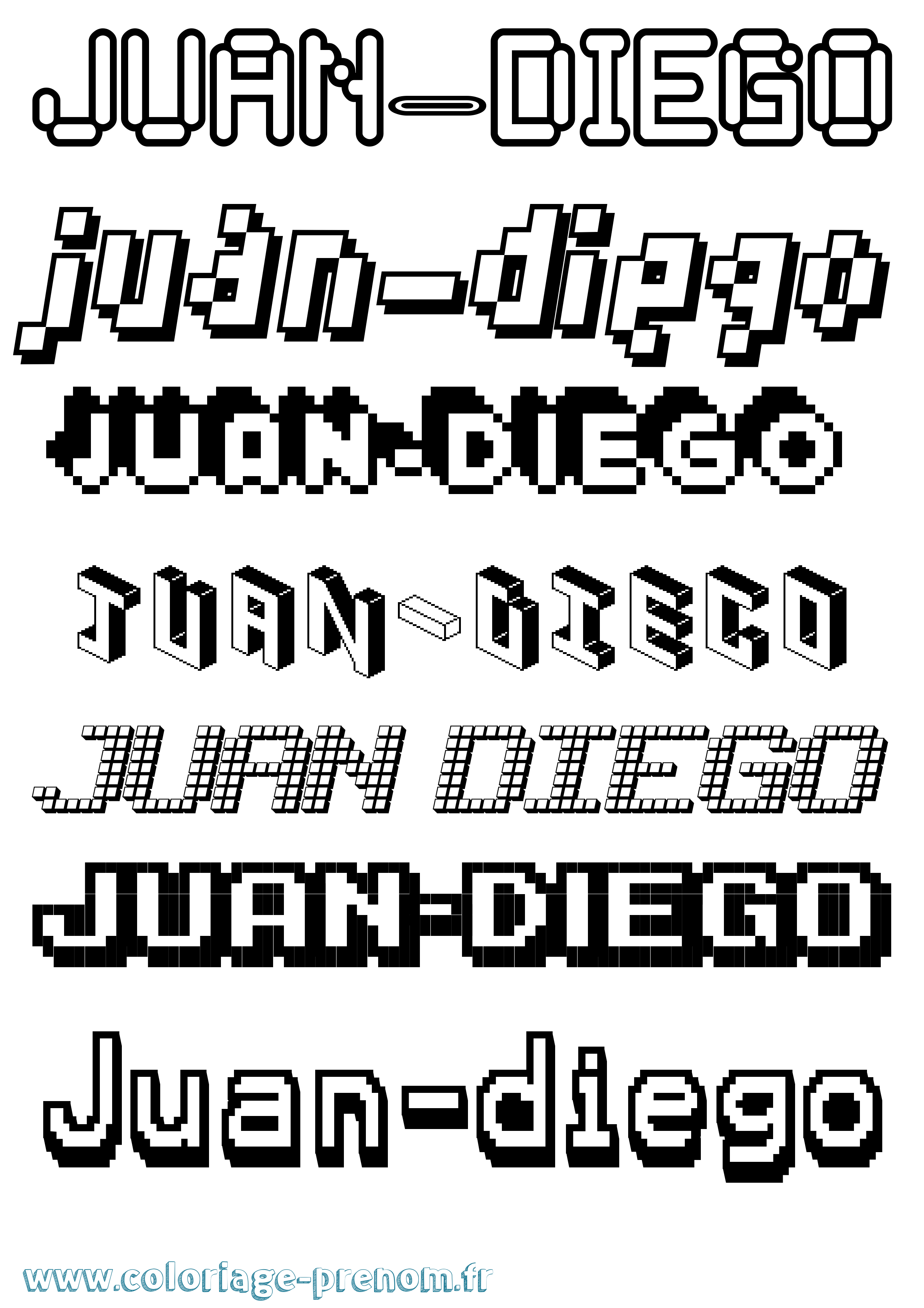 Coloriage Juan-Diego Pixel Coloriage prénom Juan-Diego Pixel