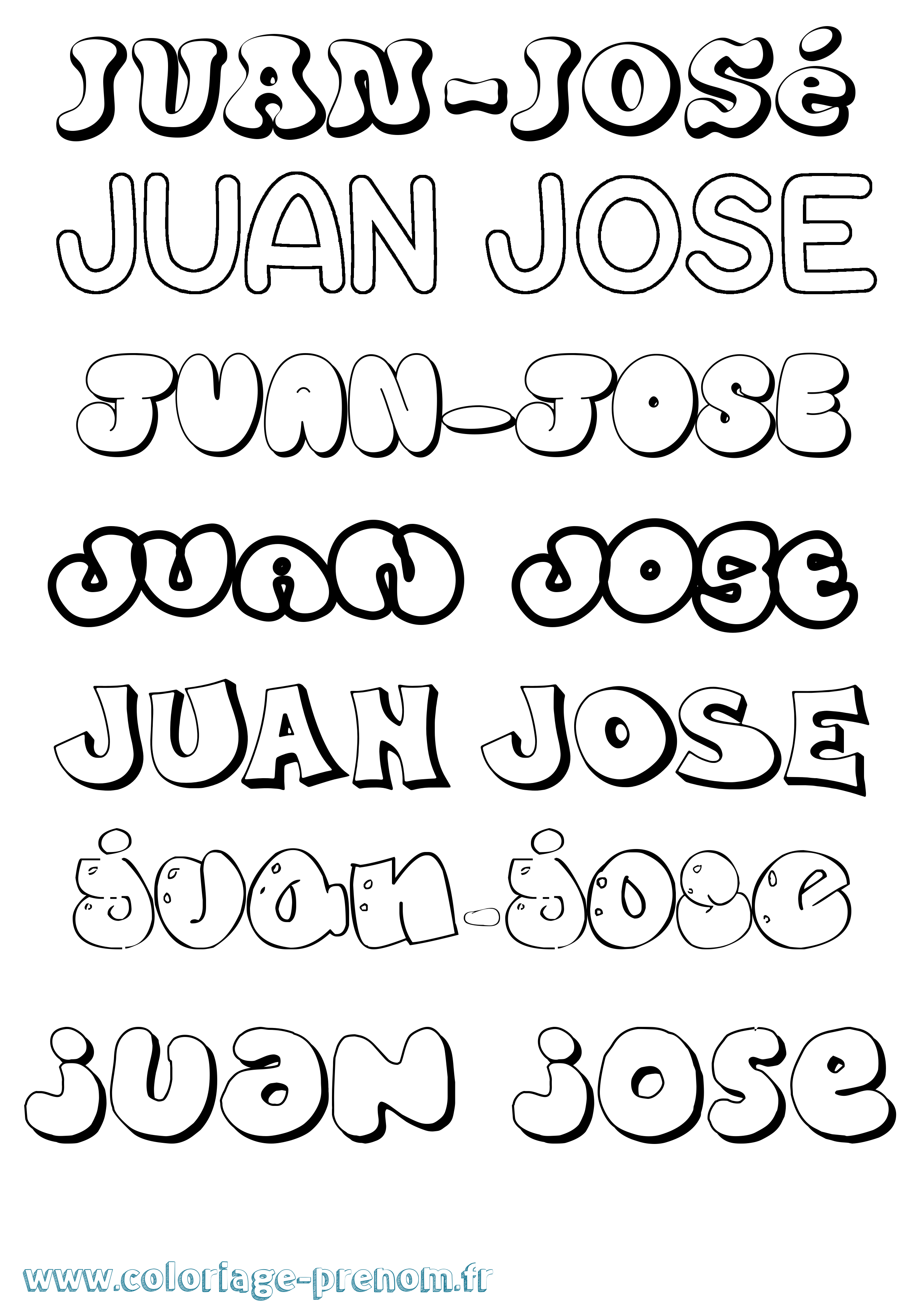 Coloriage prénom Juan-José Bubble