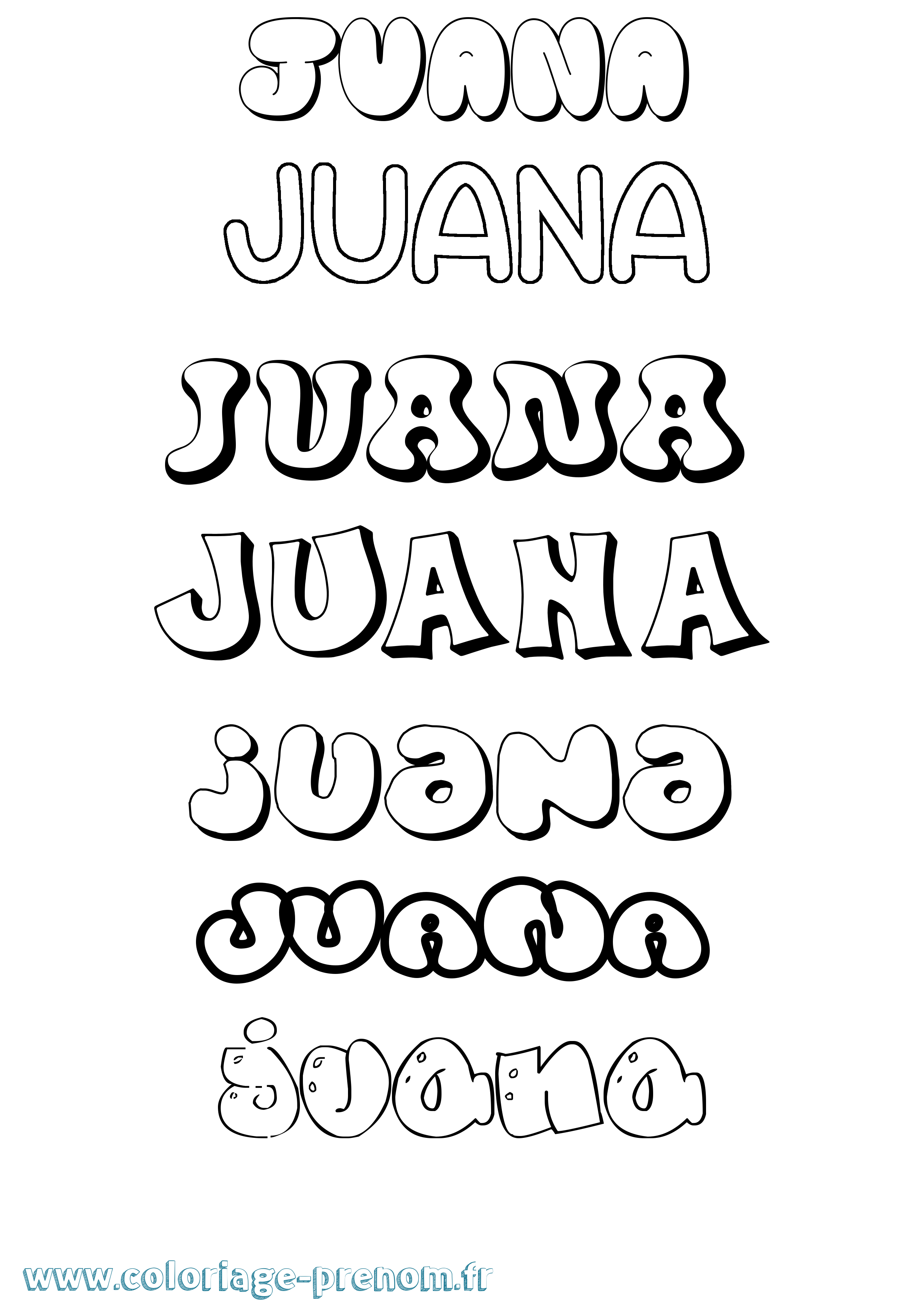 Coloriage prénom Juana Bubble