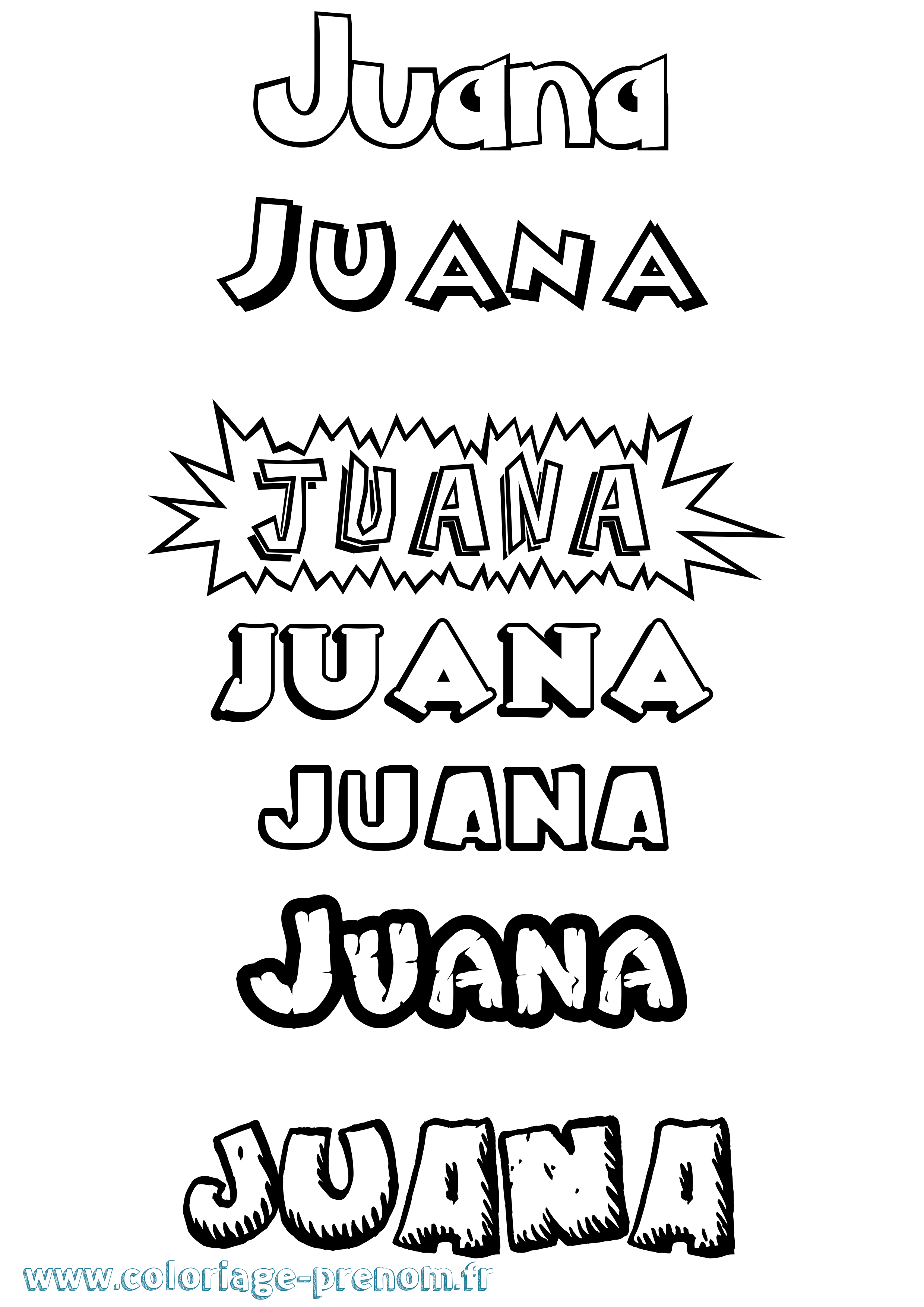 Coloriage prénom Juana Dessin Animé