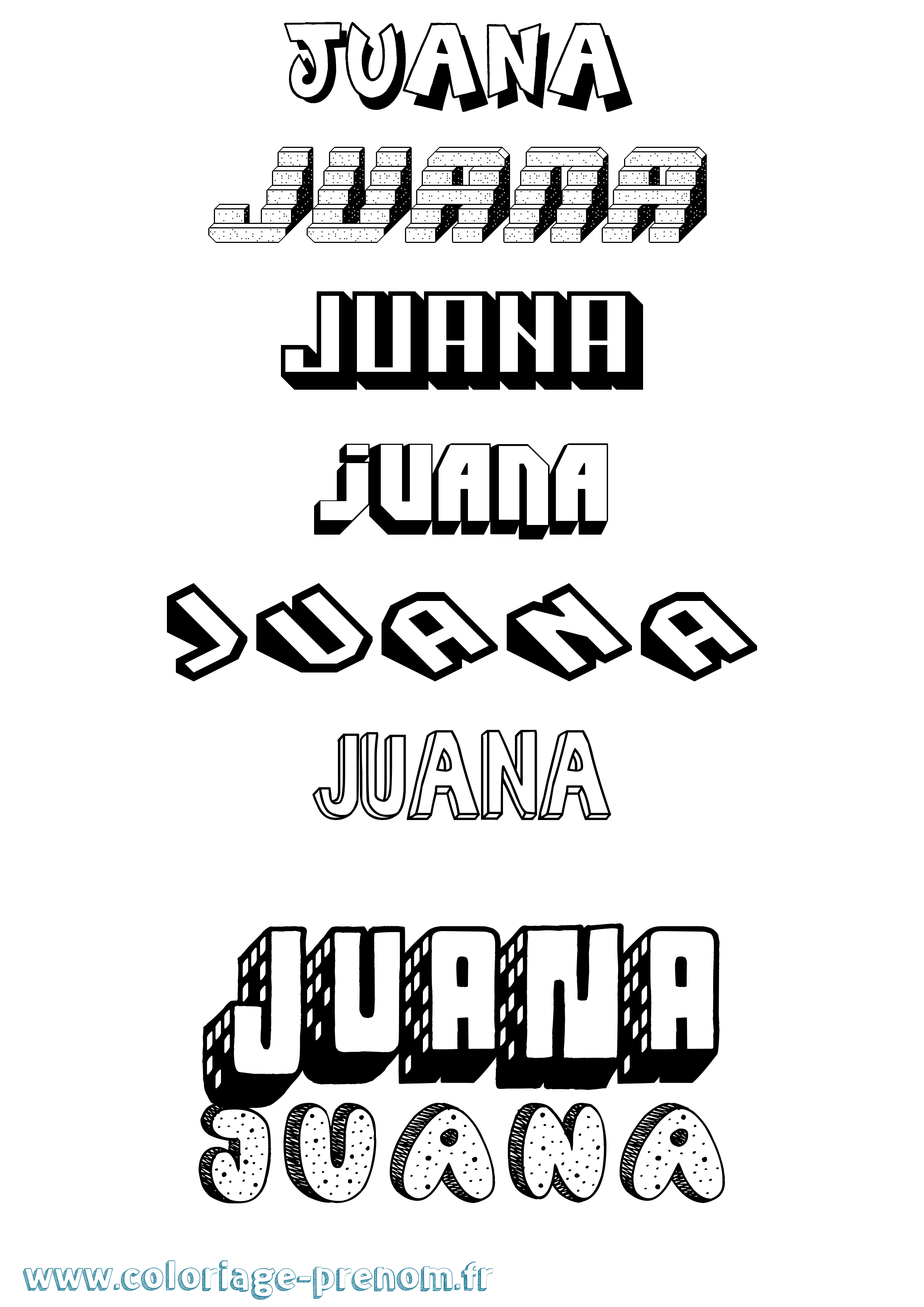 Coloriage prénom Juana Effet 3D